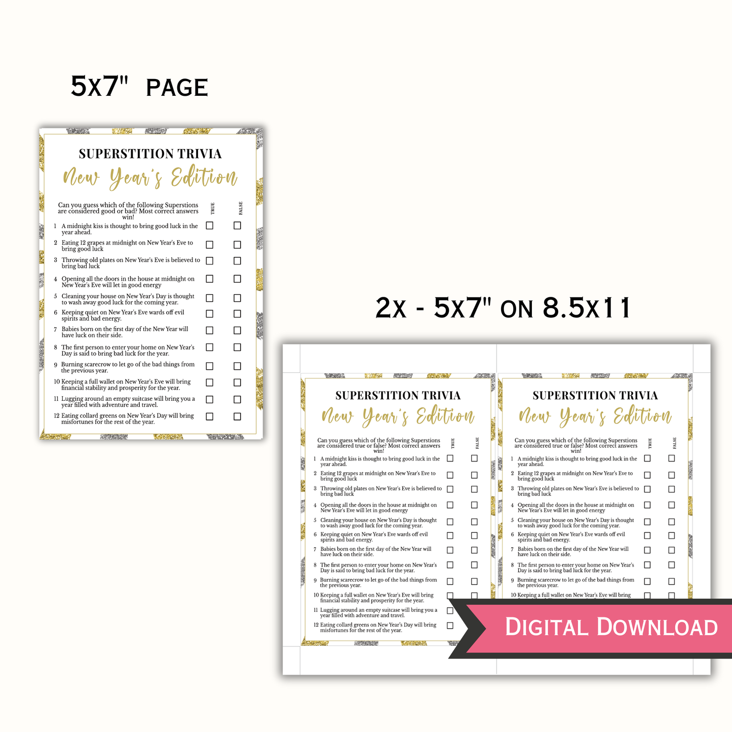 New Year's Superstition Trivia Game