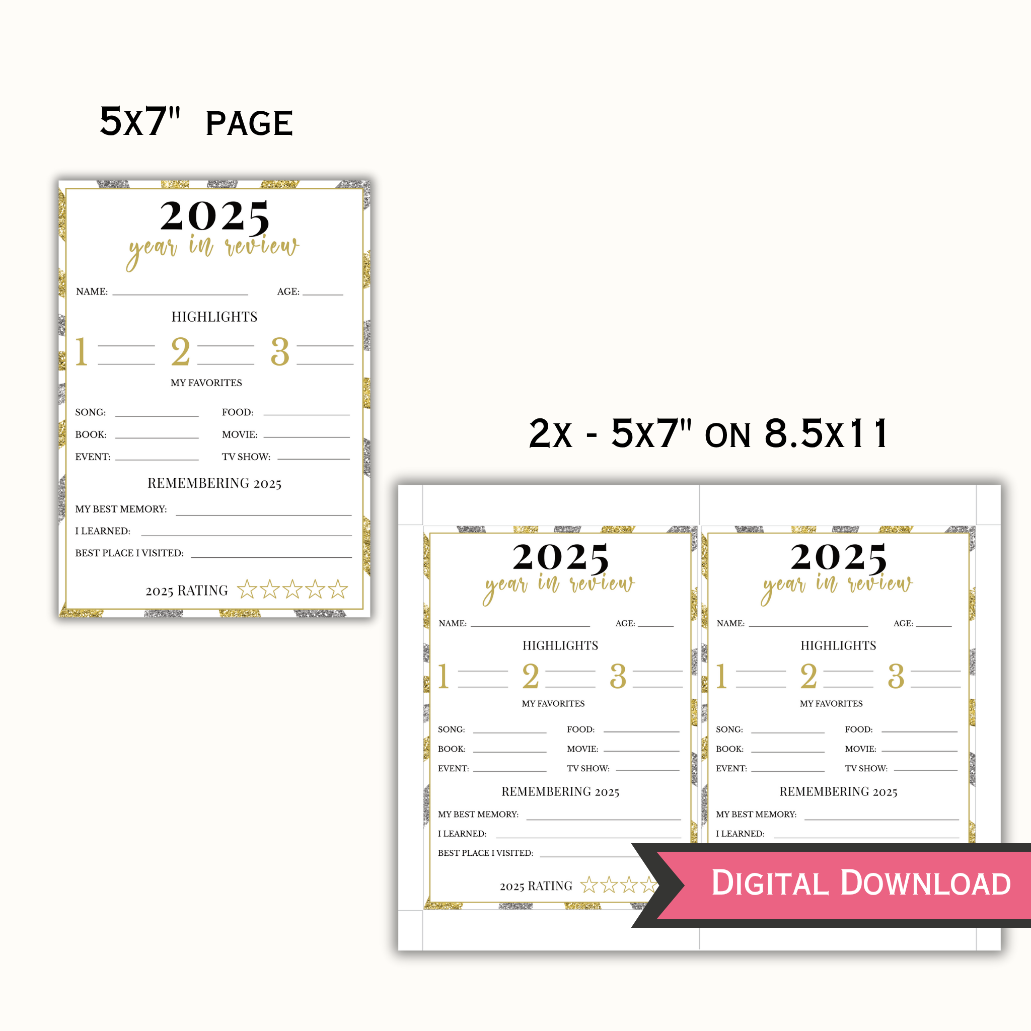 2025 Year in Review Printable