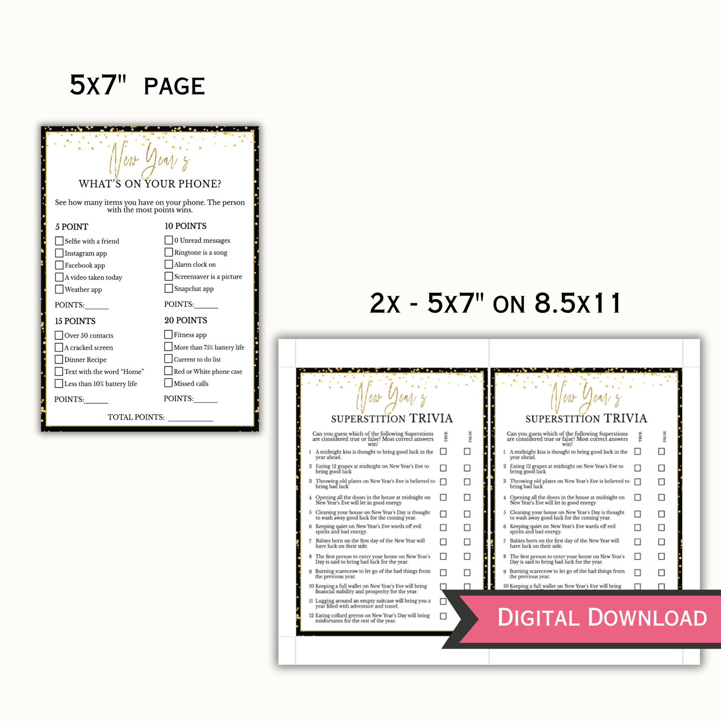 New Year's Party Games Printable