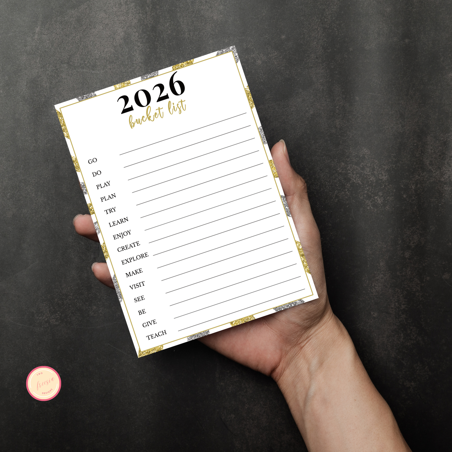 2026 New Year Bucket list Printable