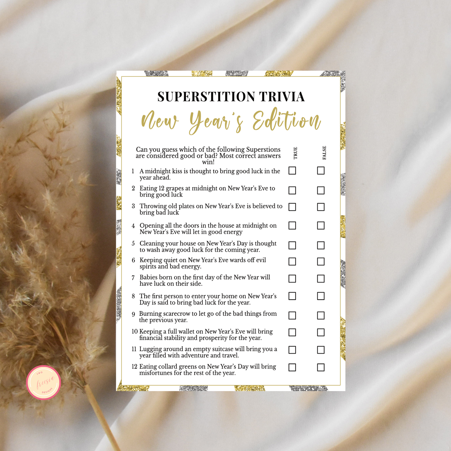 New Year's Superstition Trivia Game