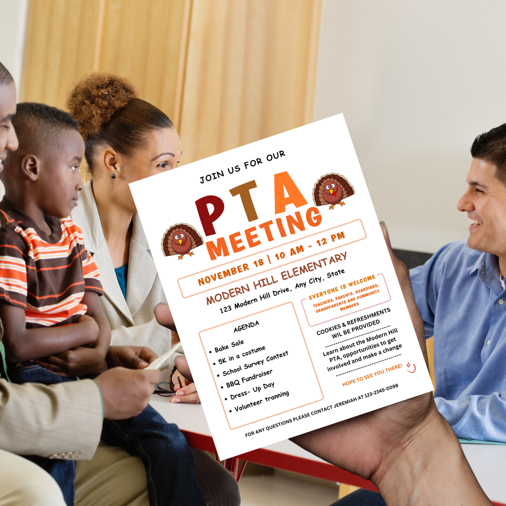 November PTO Monthly Meetings Flyer Template