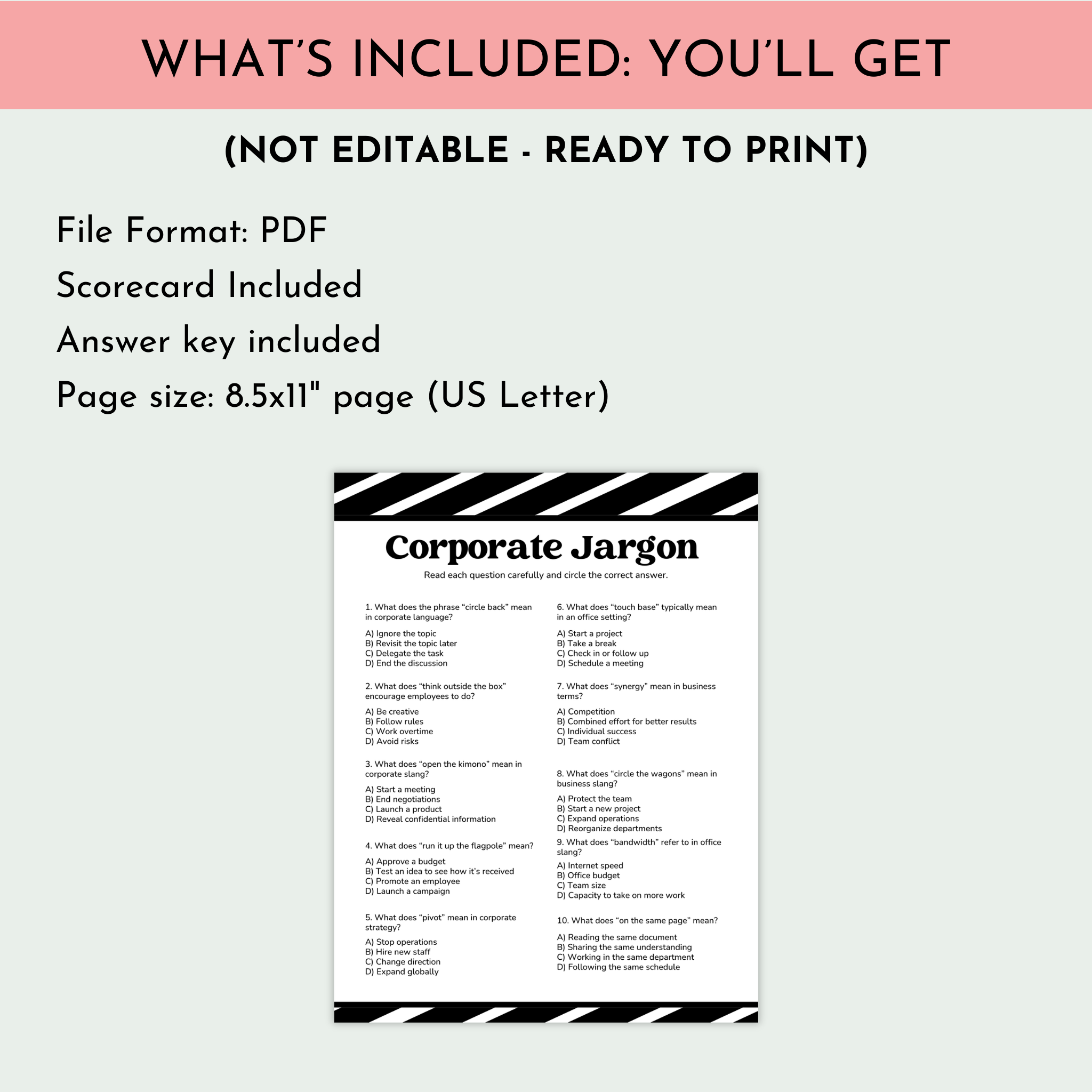 Corporate Jargon Trivia Game