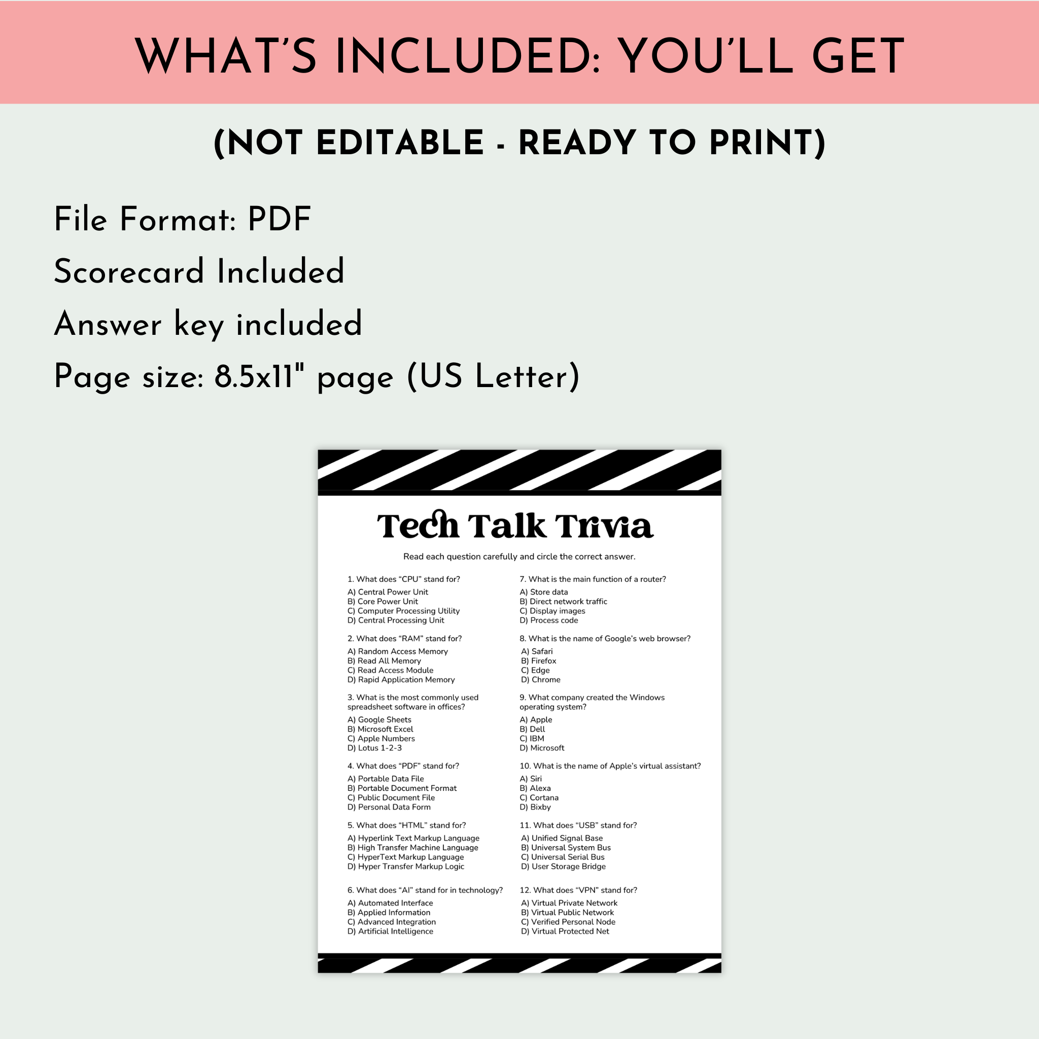 Tech Talk Trivia Game