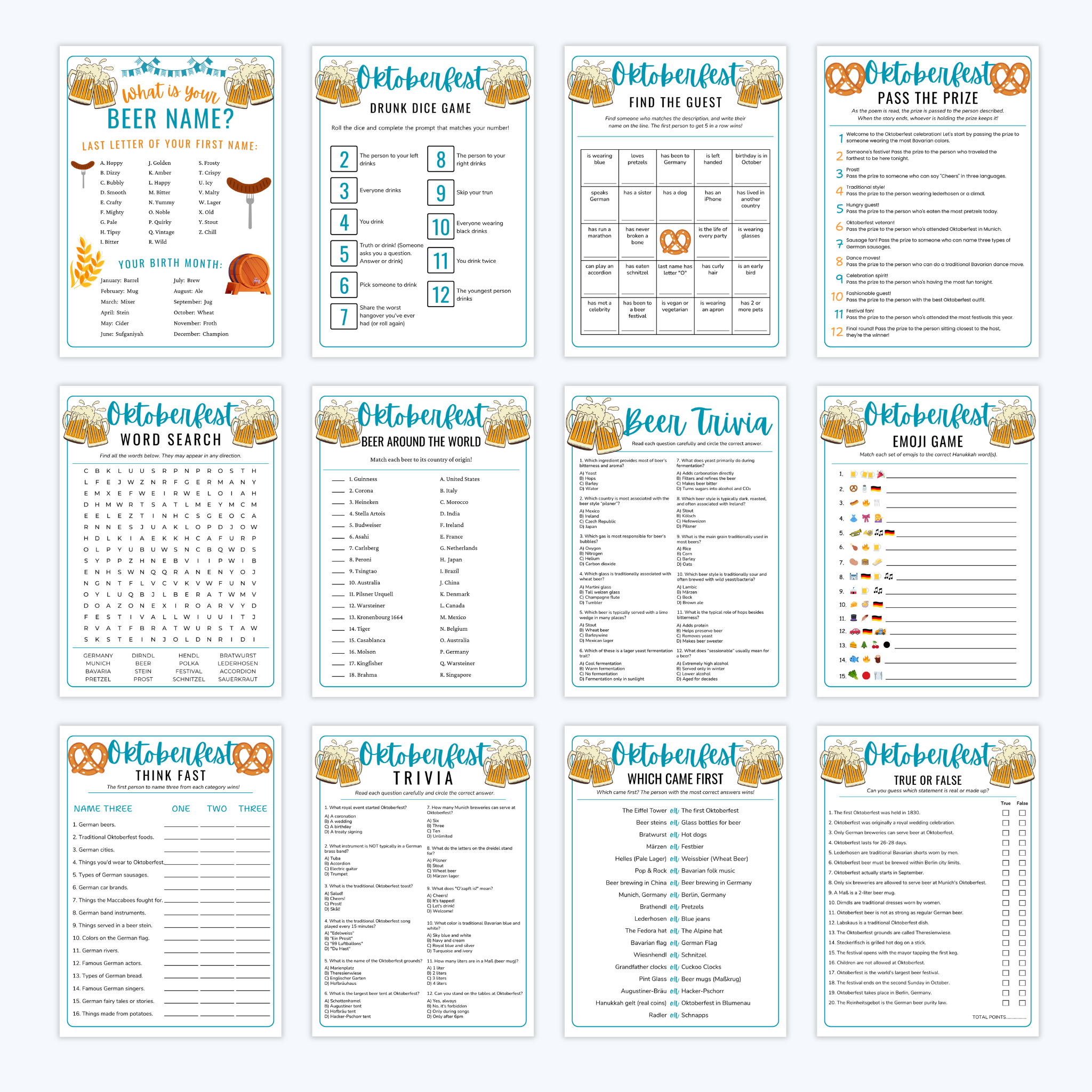 Oktoberfest Party Game Bundle
