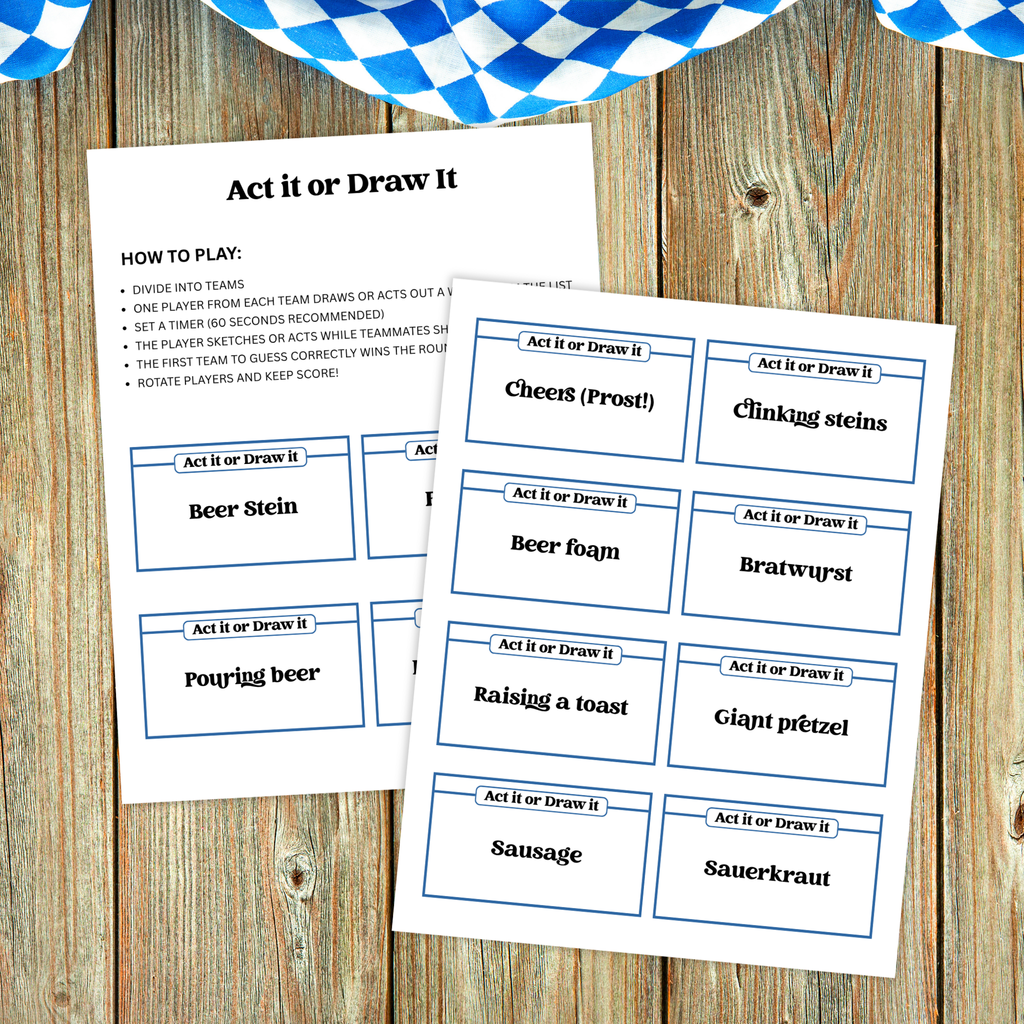 Oktoberfest Act It Or Draw It Game