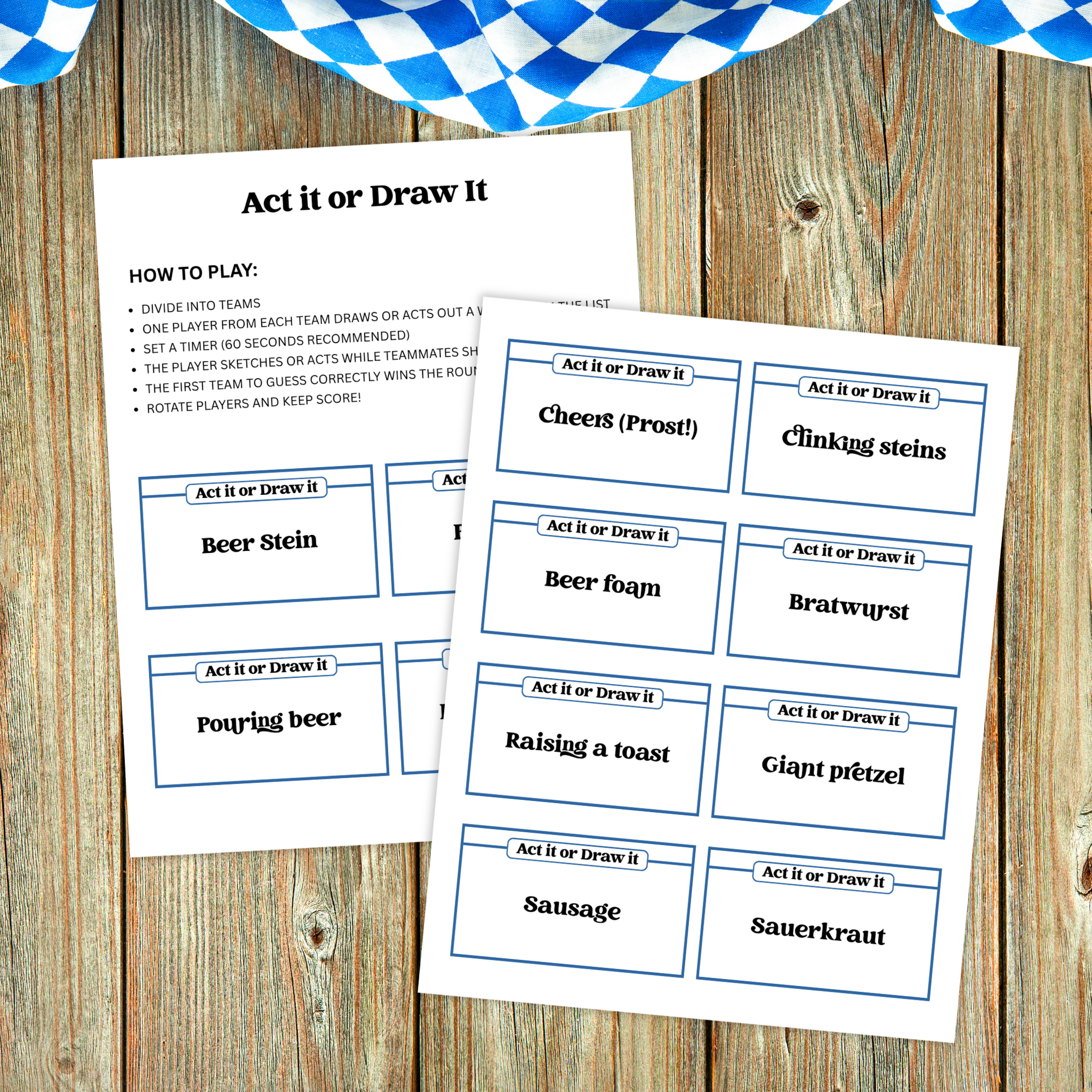 Oktoberfest Act It Or Draw It Game