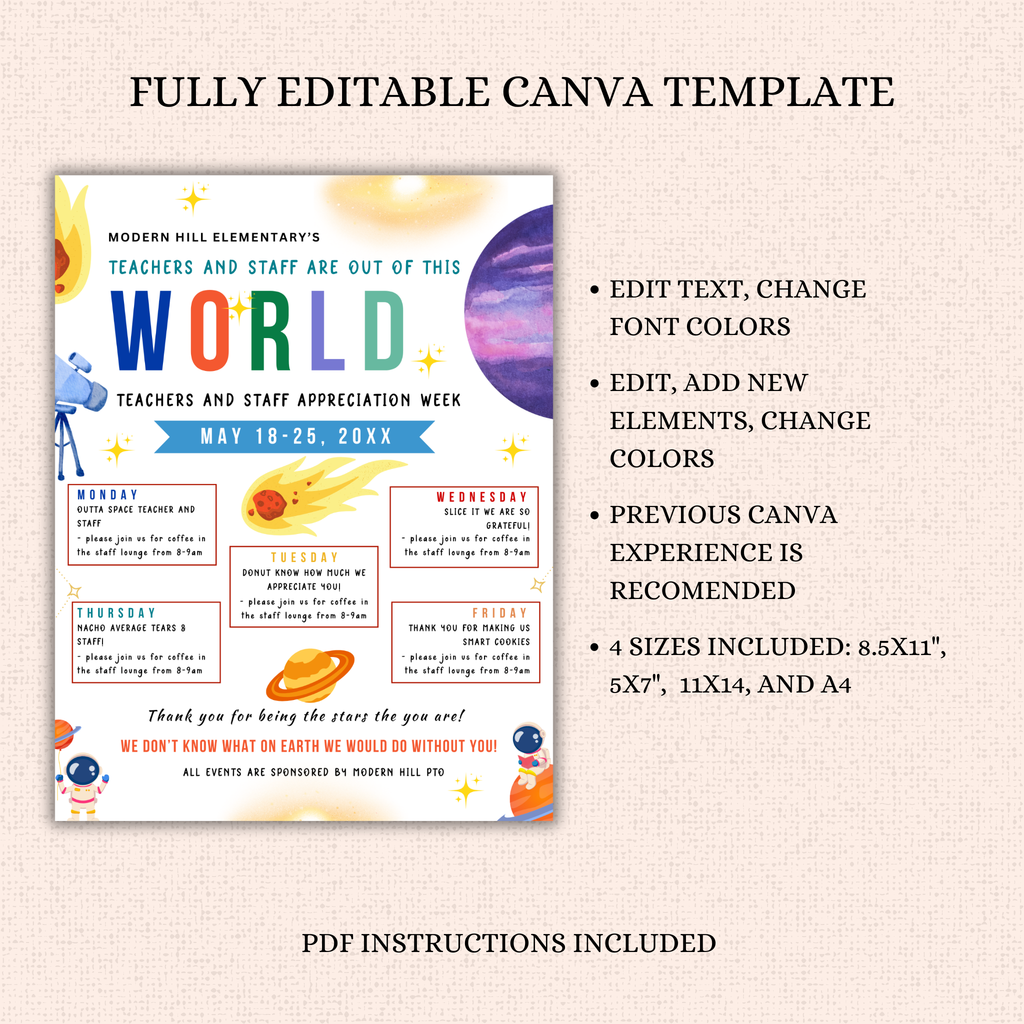 Space-themed Teacher Appreciation Flyer