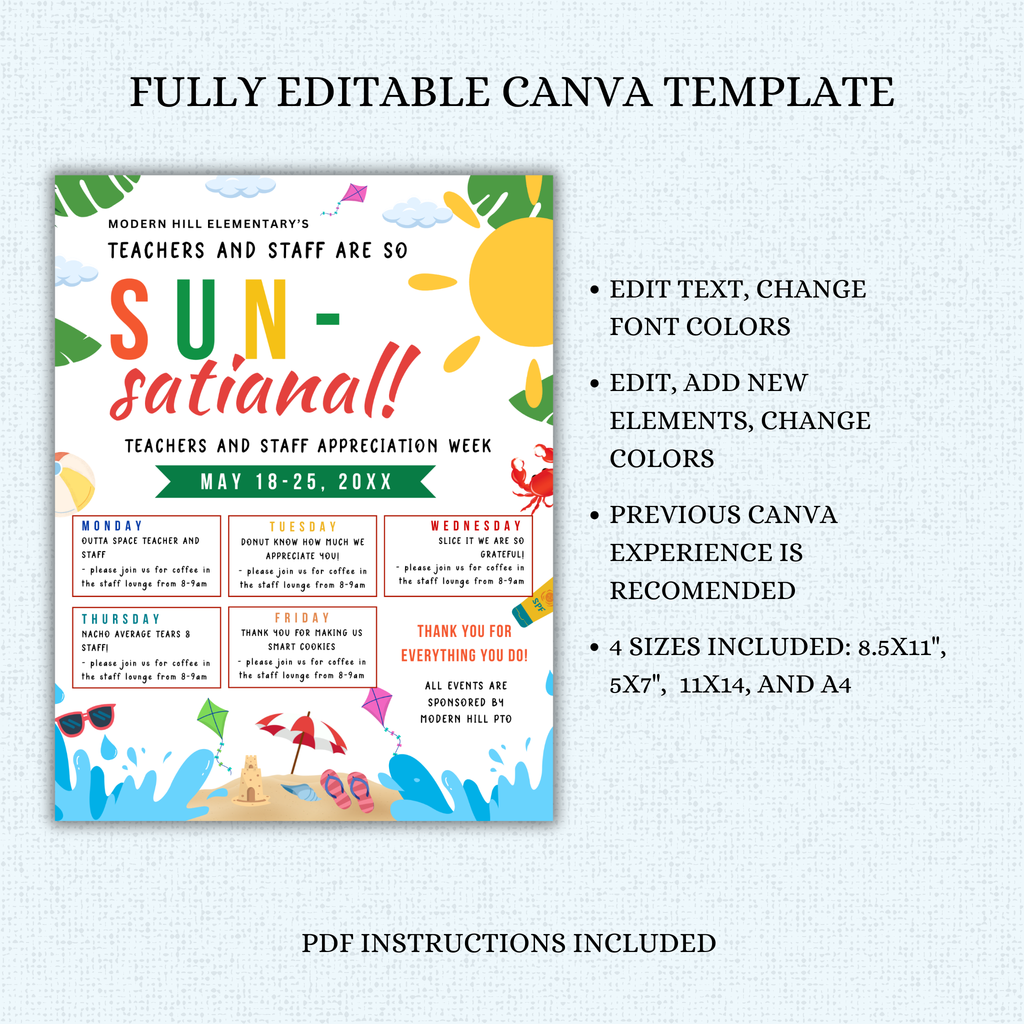 Beach-Themed Teacher Appreciation Flyer