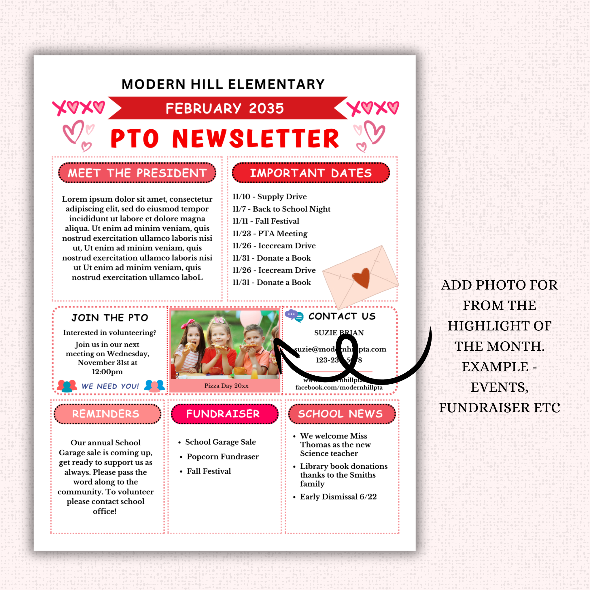 PTO Monthly Newsletter Template Bundle