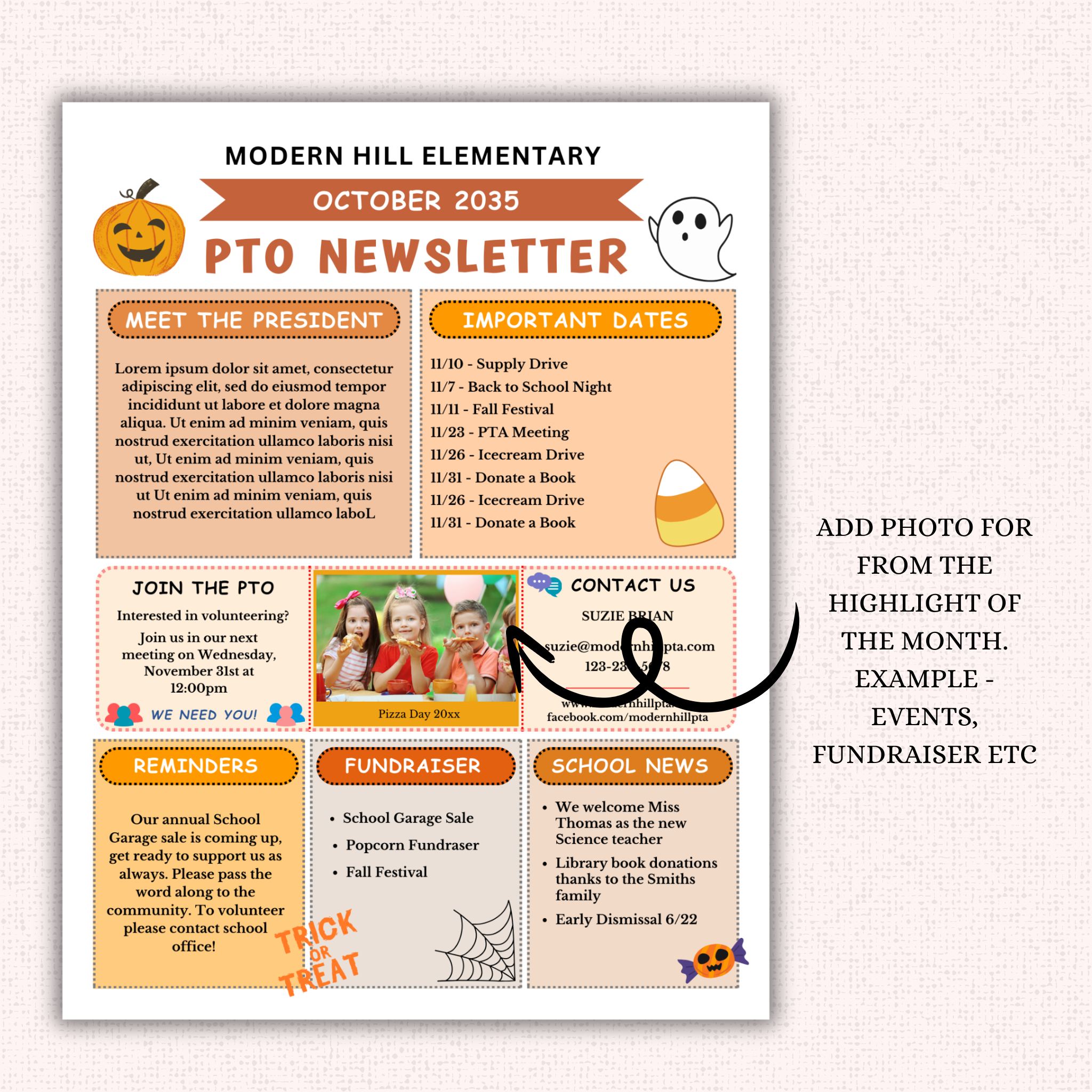 PTO Monthly Newsletter Template Bundle