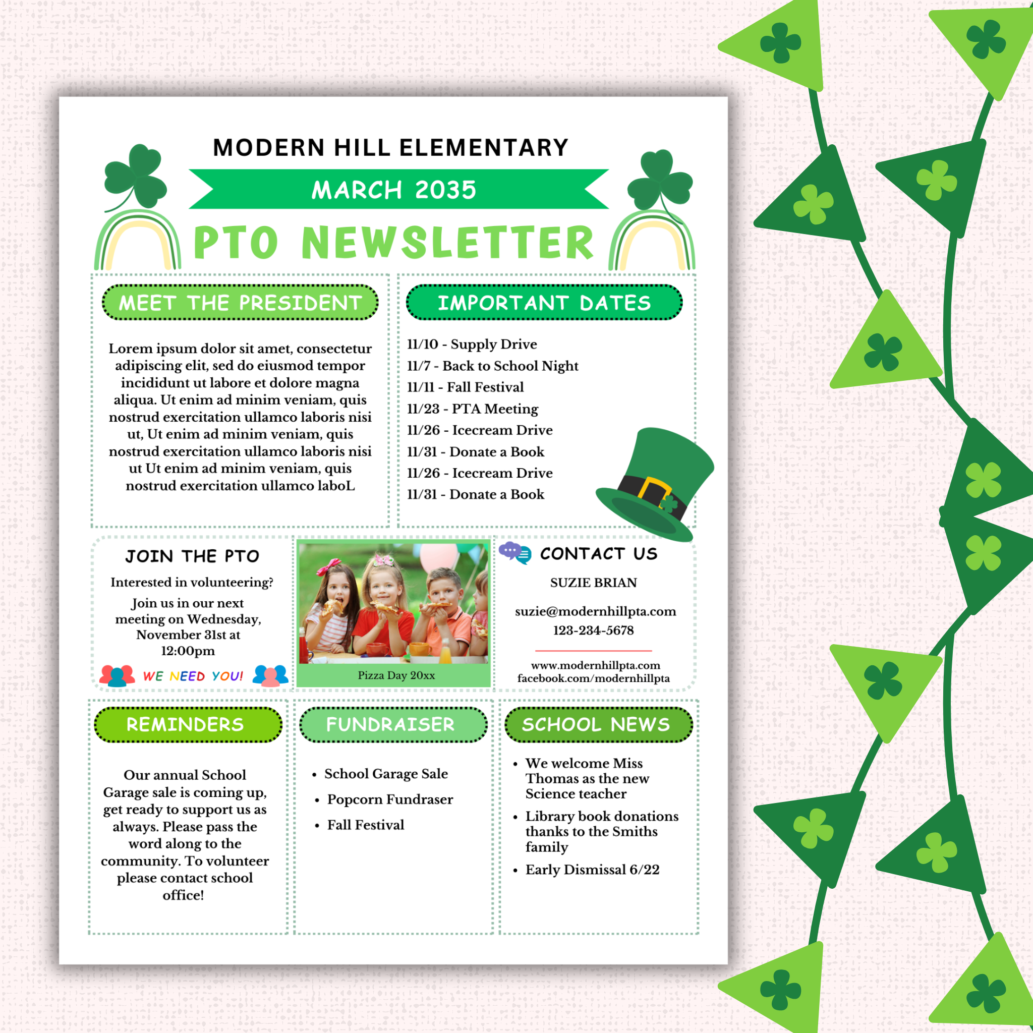 PTO Monthly Newsletter Template Bundle