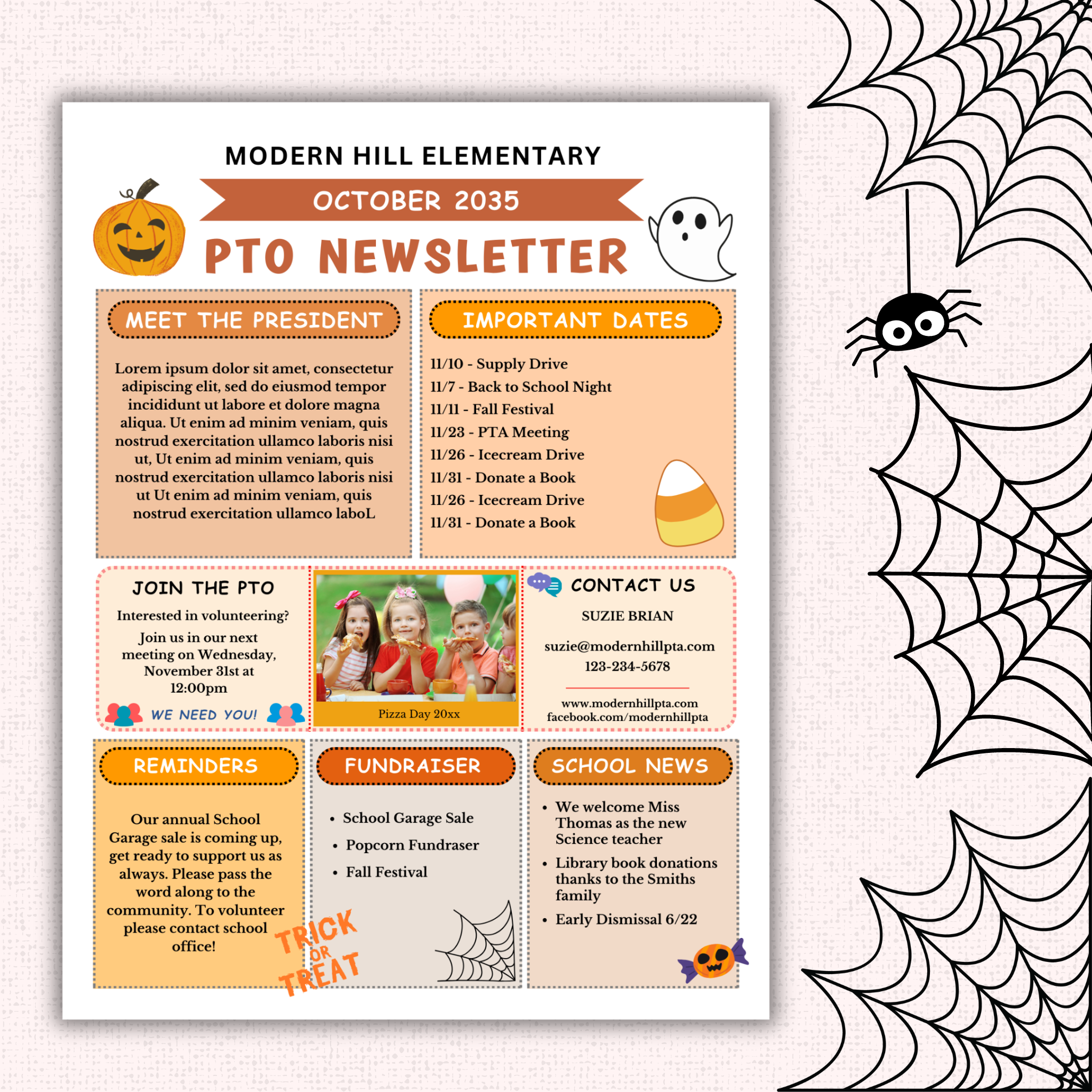 PTO Monthly Newsletter Template Bundle