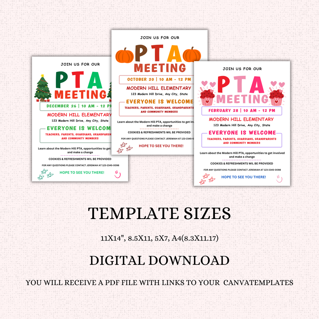 PTO Monthly Meetings Flyer Template Bundle