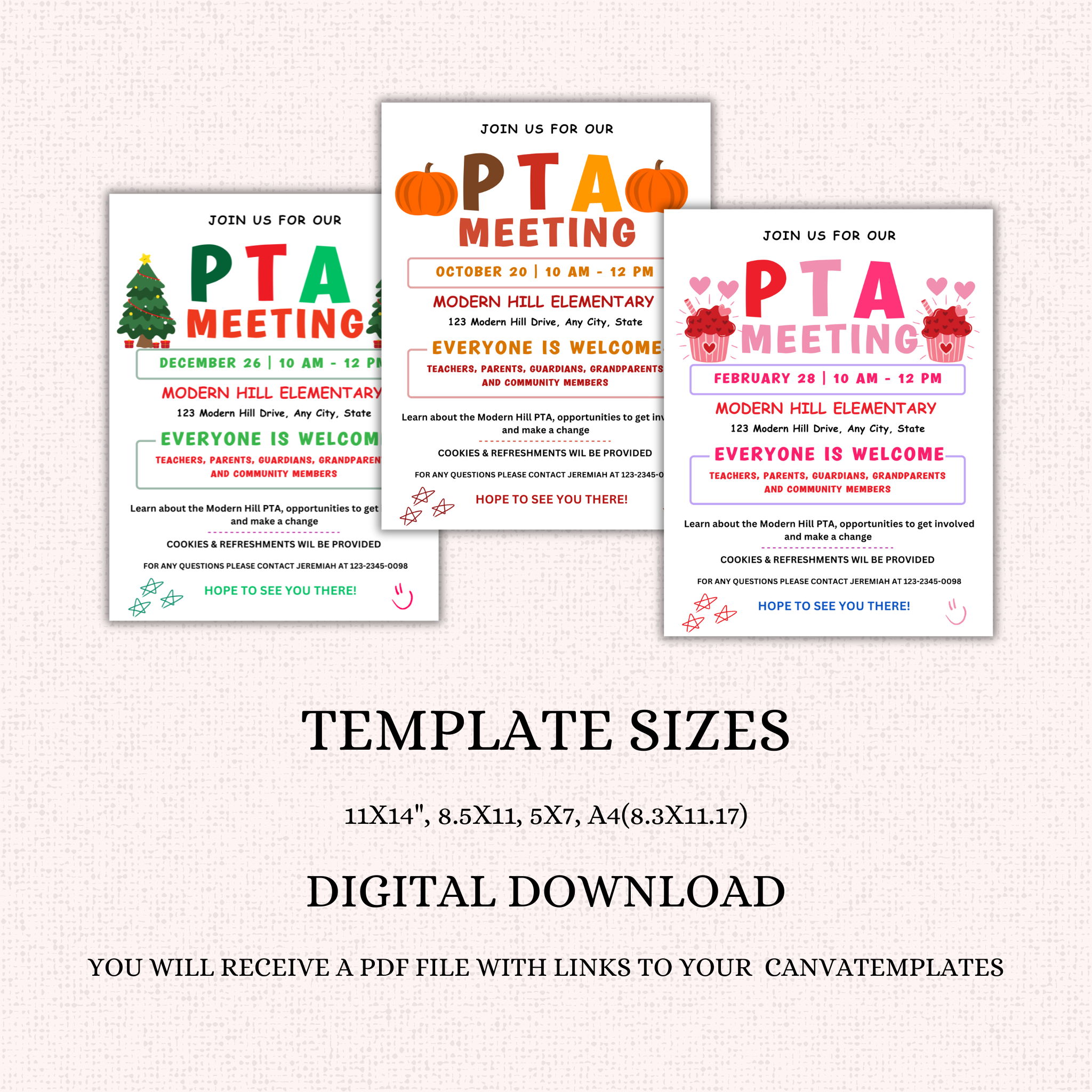 PTO Monthly Meetings Flyer Template Bundle