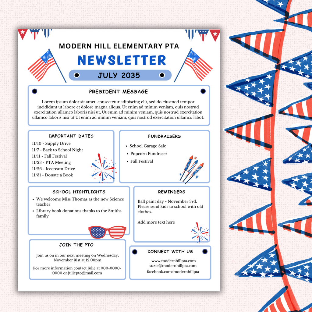 PTO Monthly Newsletter Template Bundle