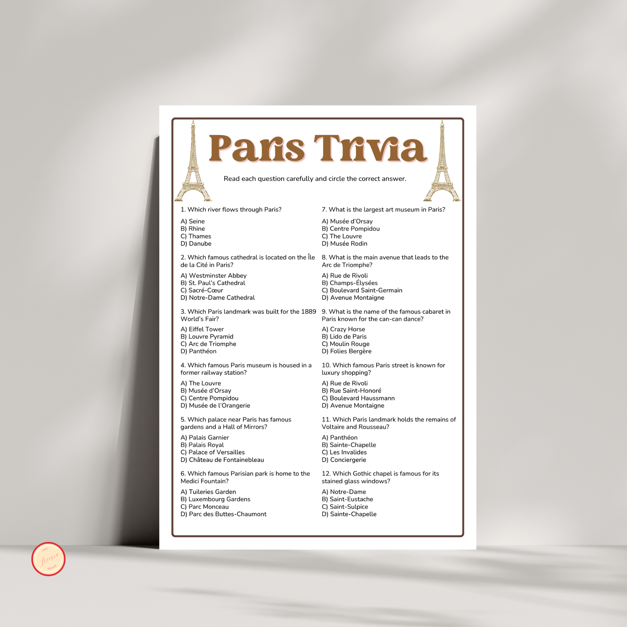 Paris Trivia Game