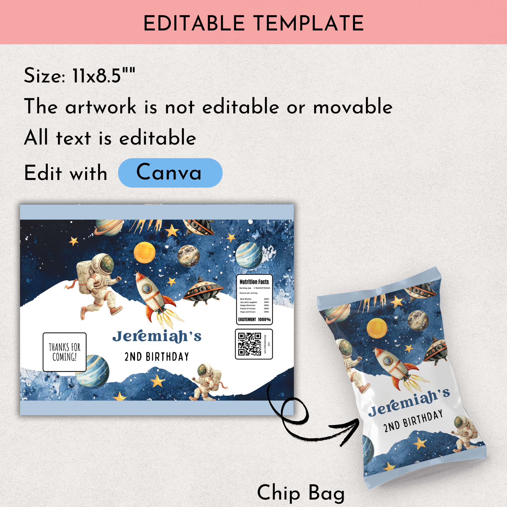 Outer Space Chip Bag Template