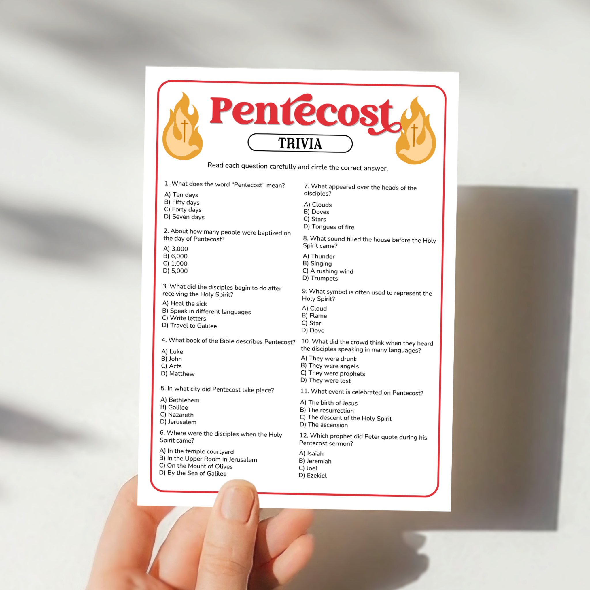 Pentecost Trivia Game