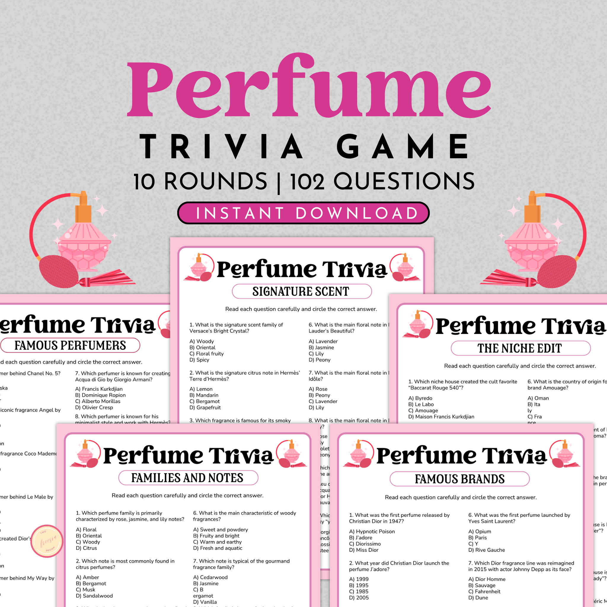 Printable Perfume Trivia Game for Large Group Adults, Ladies Night ...