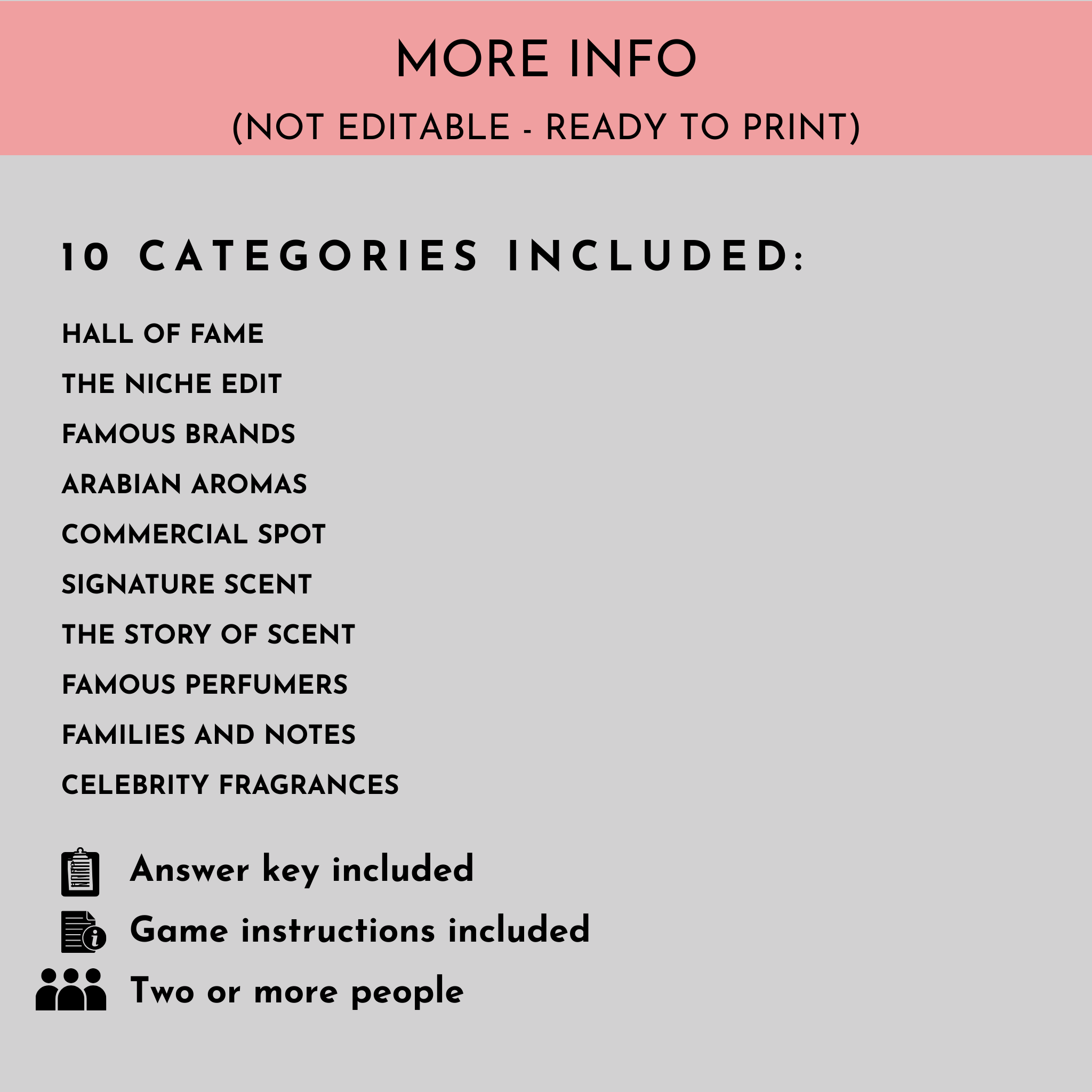 Perfume Trivia Game Bundle