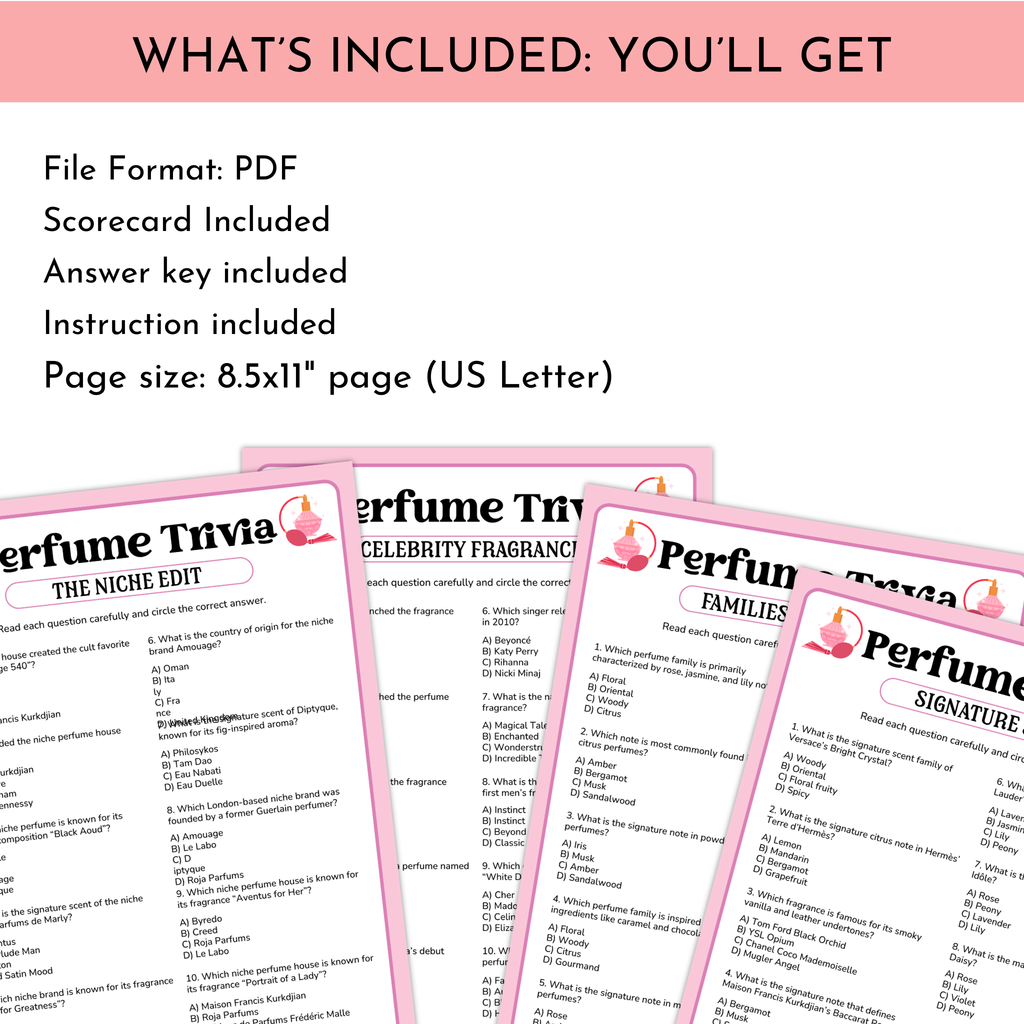 Perfume Trivia Game Bundle