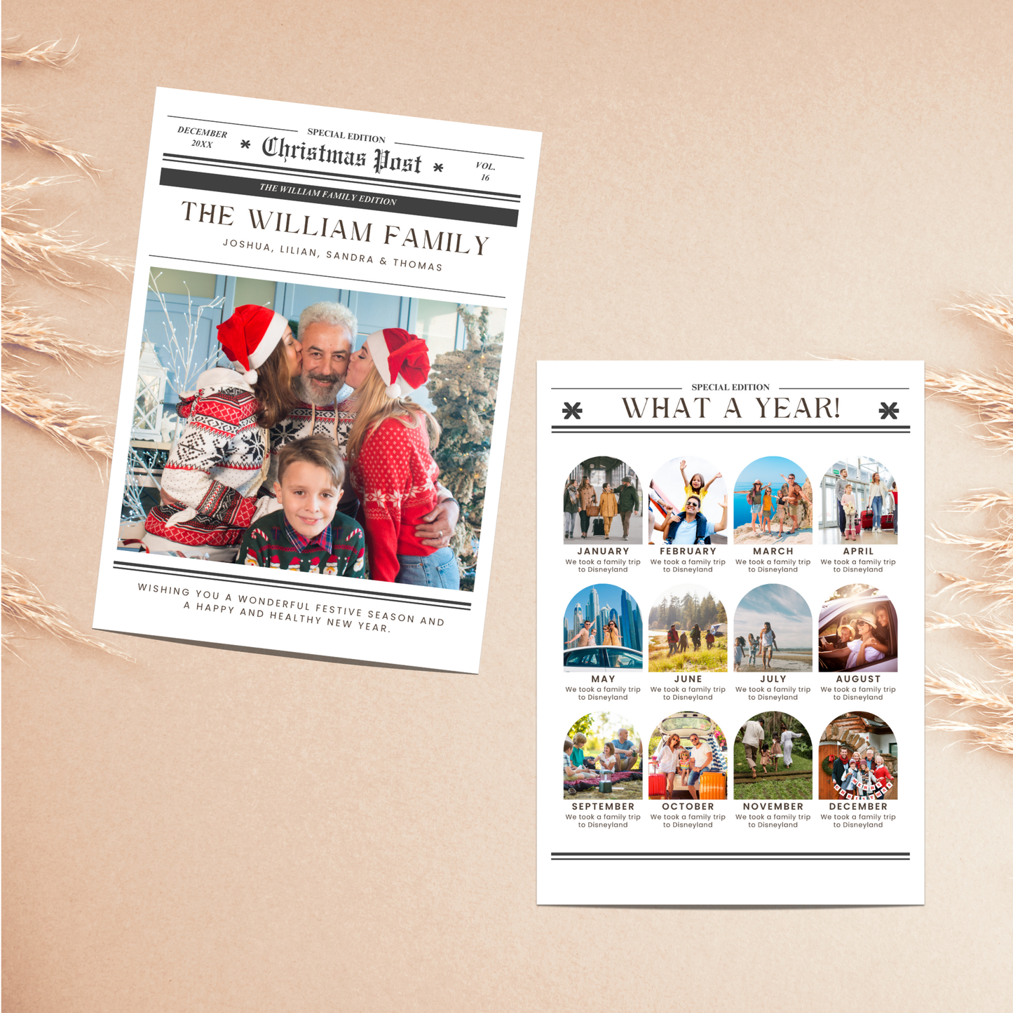 Christmas Newsletter Photo Card Template