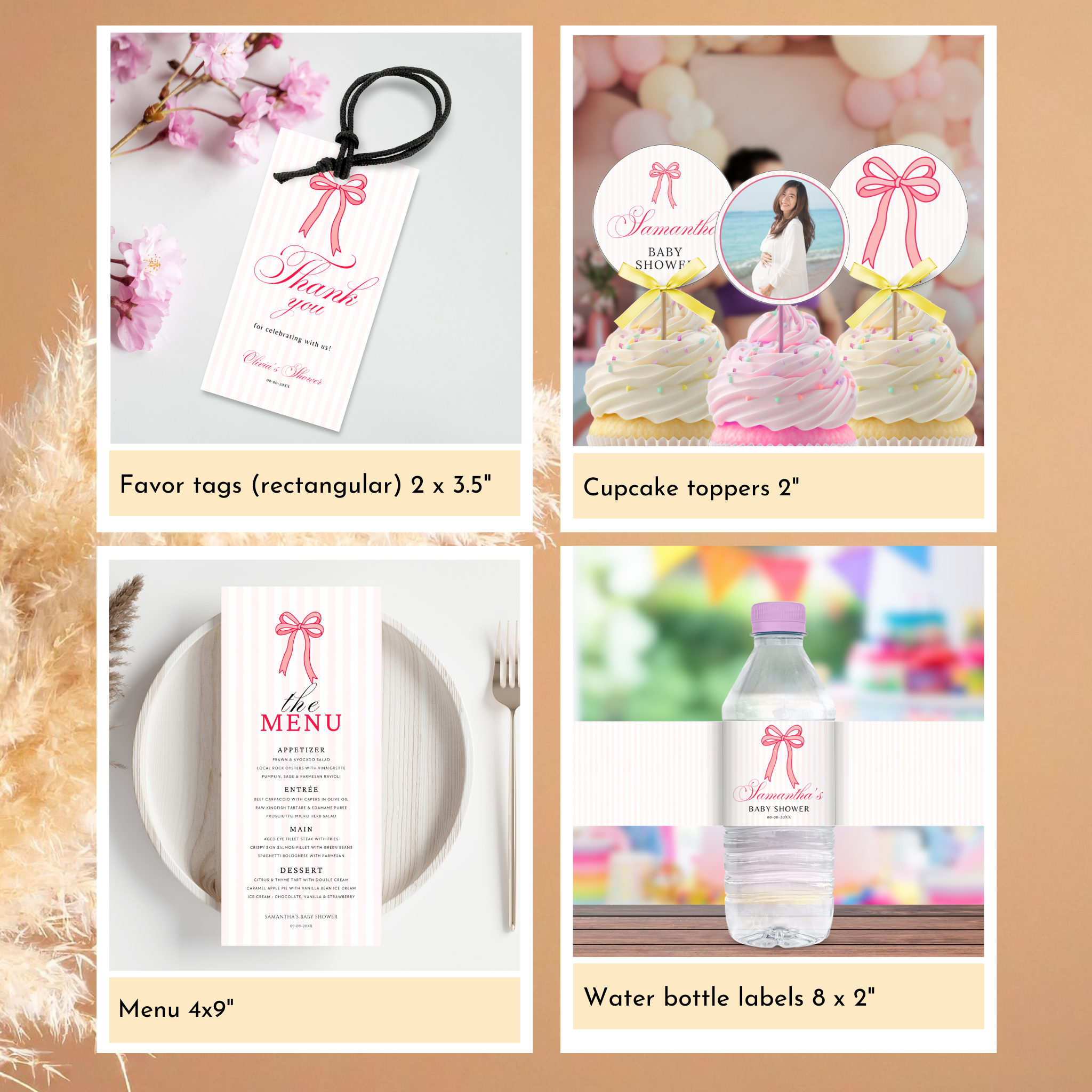 Pink Bow Baby Shower Bundle
