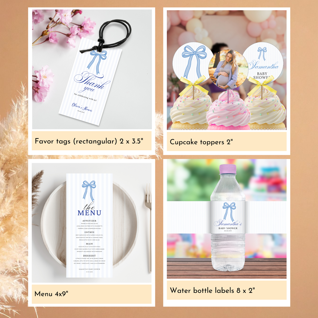 Blue Bow Baby Shower Bundle