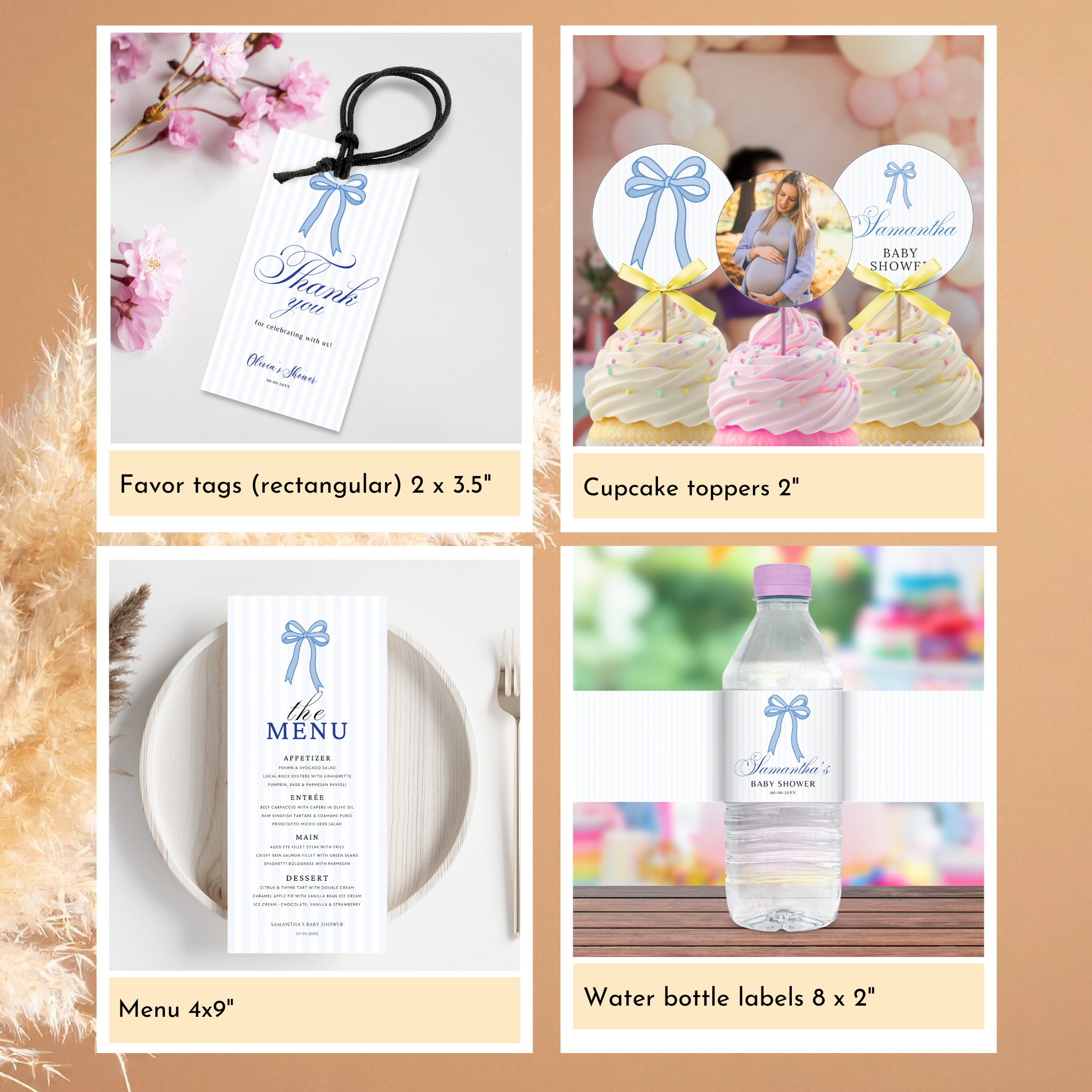 Blue Bow Baby Shower Bundle
