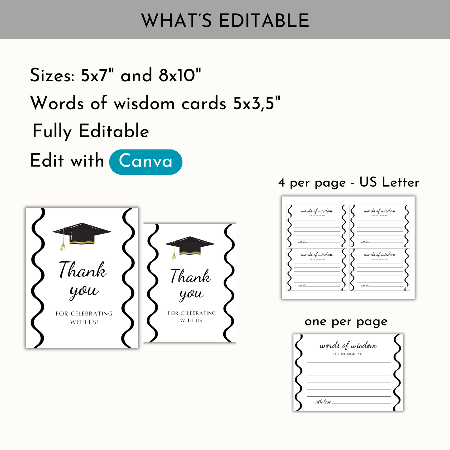 Graduation Party Table Signs - Wavy
