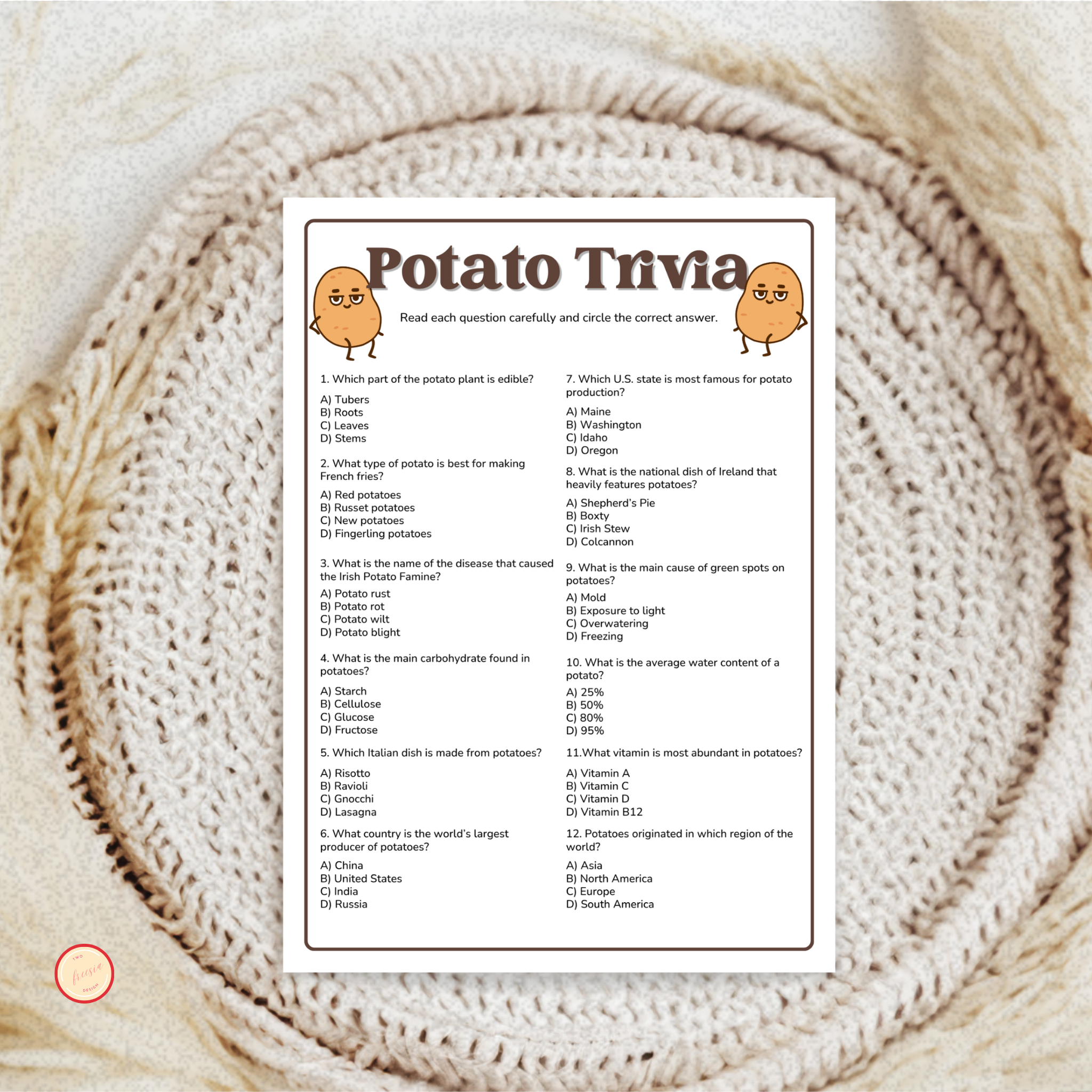 Potato Trivia Game