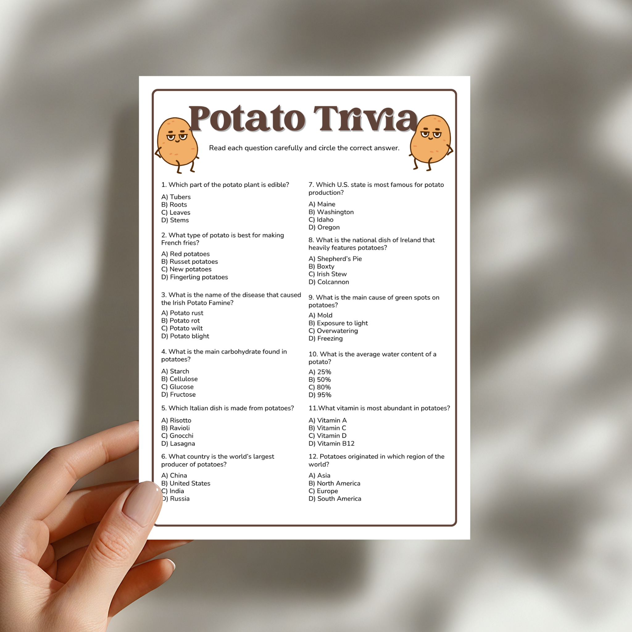 Potato Trivia Game