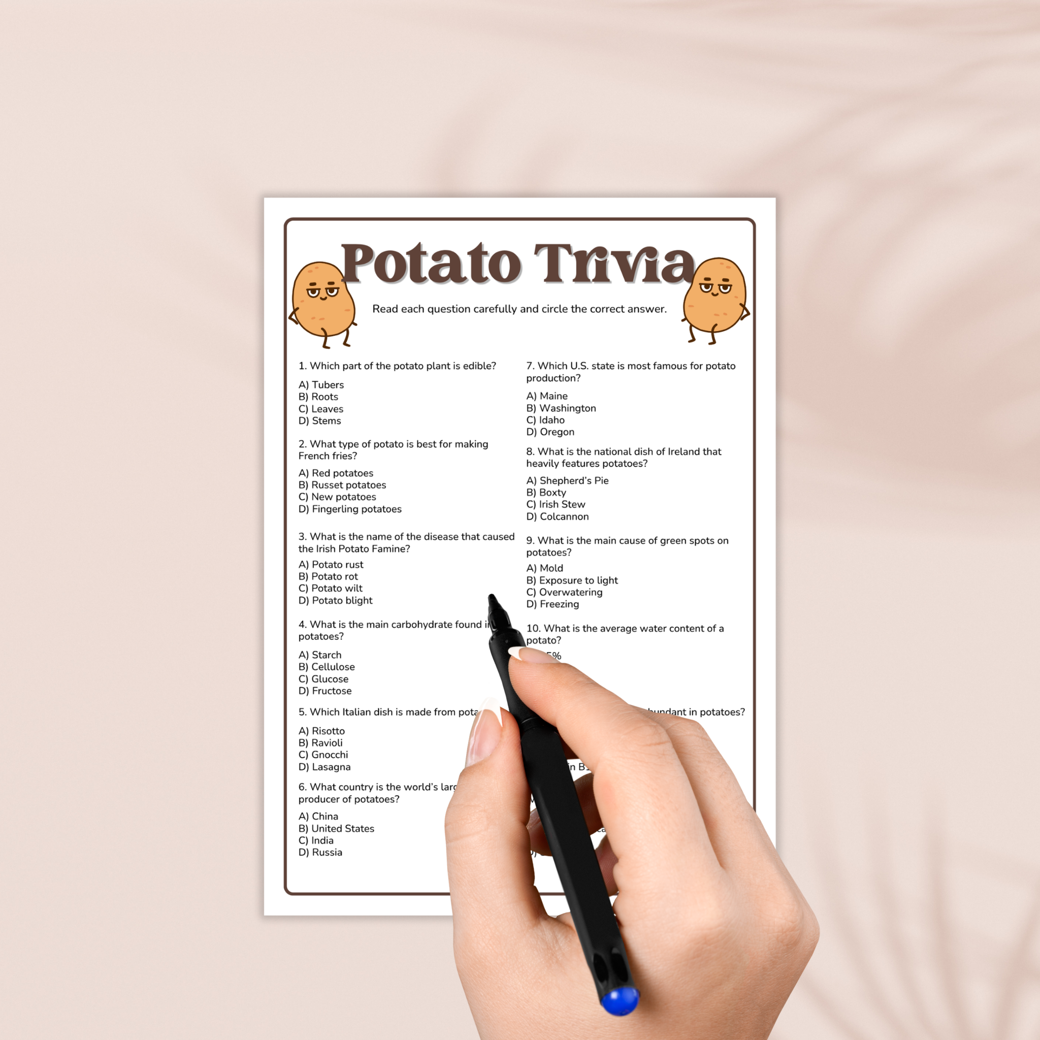 Potato Trivia Game