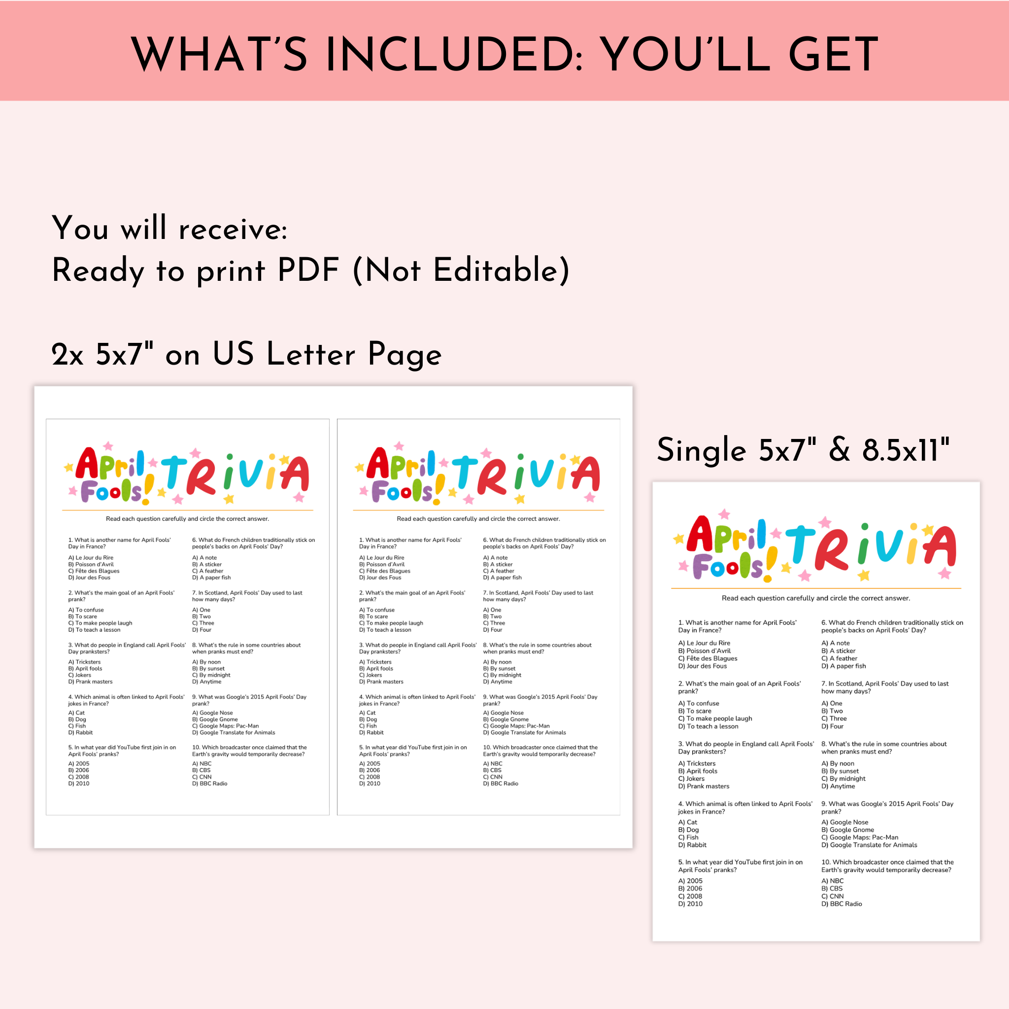 April Fools Trivia Game
