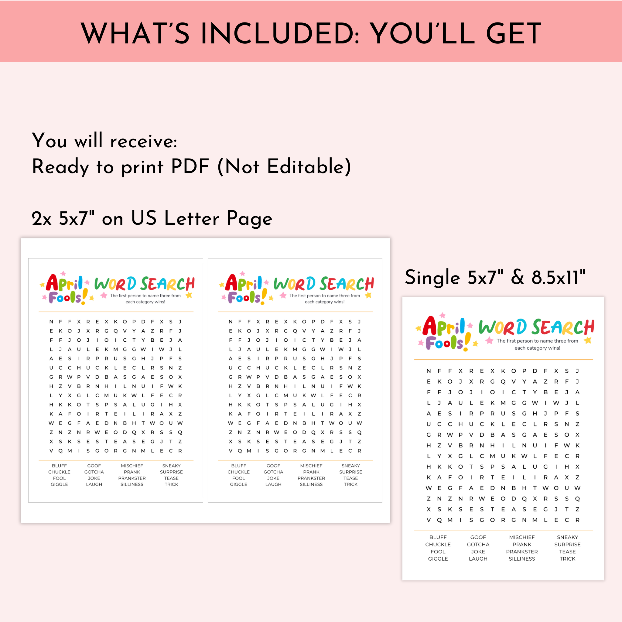 April Fools Word Search Game