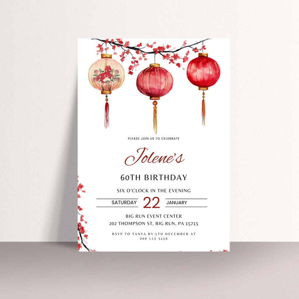 Chinese New Year Birthday Invitation