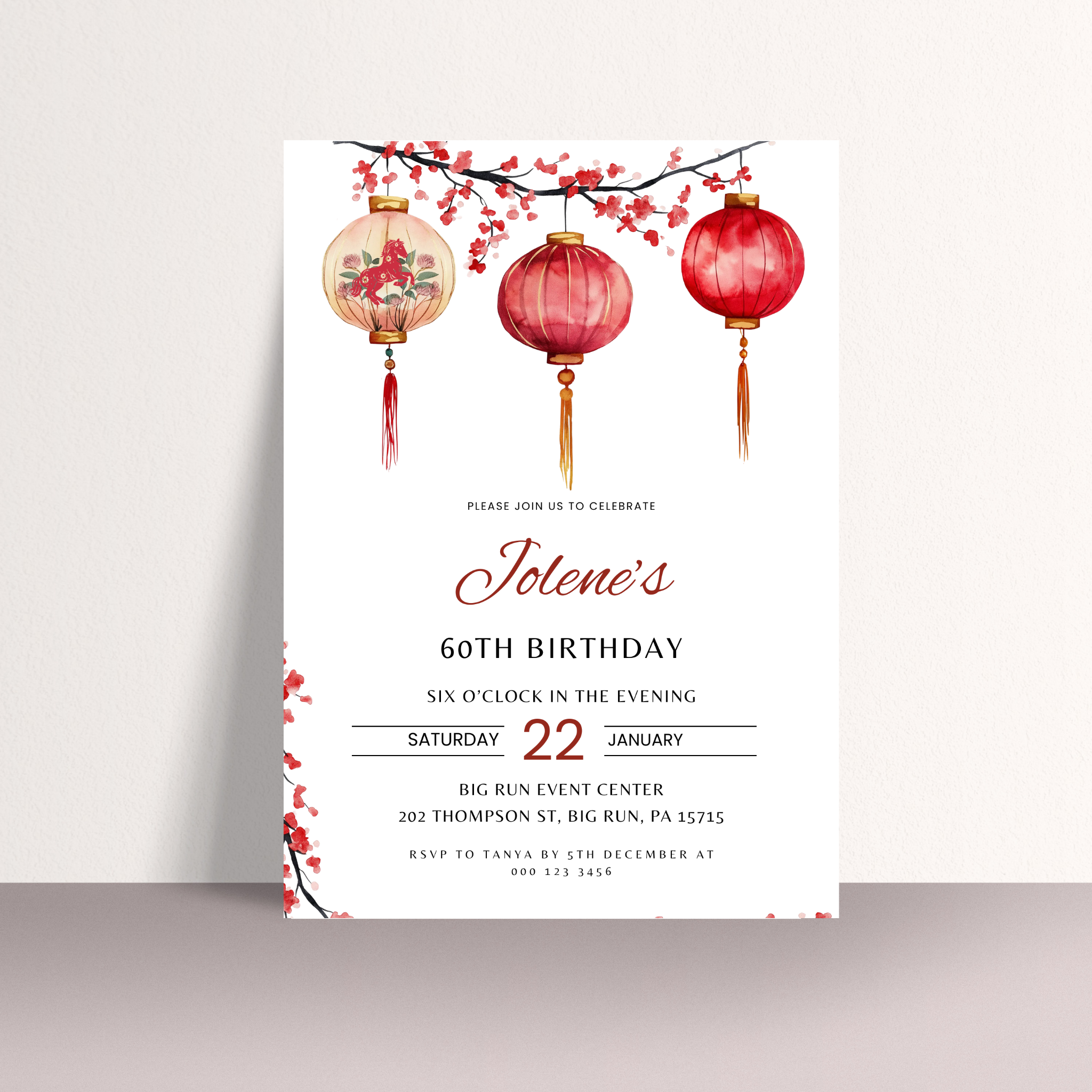 Chinese New Year Birthday Invitation