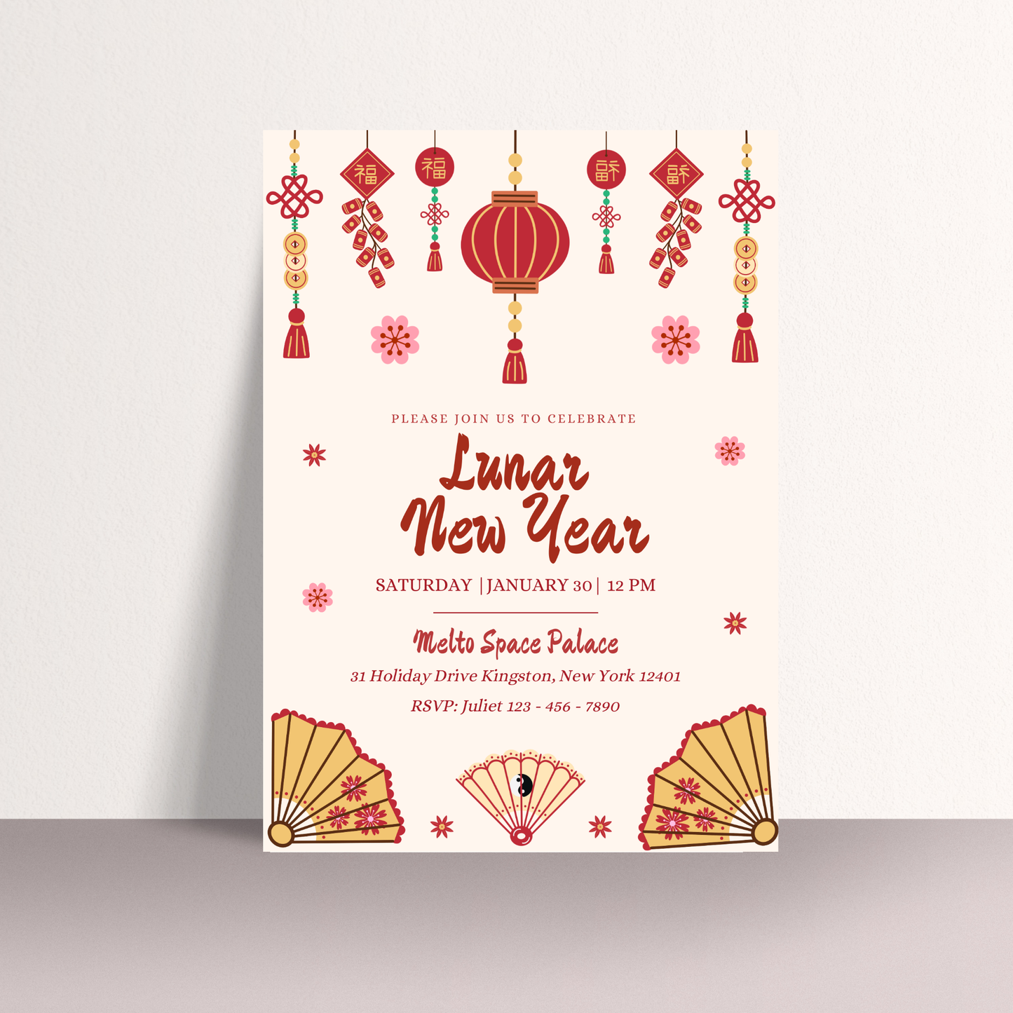 Editable Lunar New Year Party Invitation