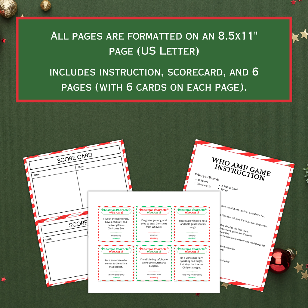 Christmas Character Who Am I Game