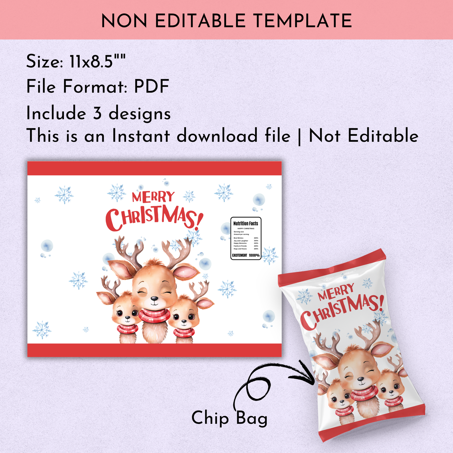 Christmas Chip Bag Label | Set of 3
