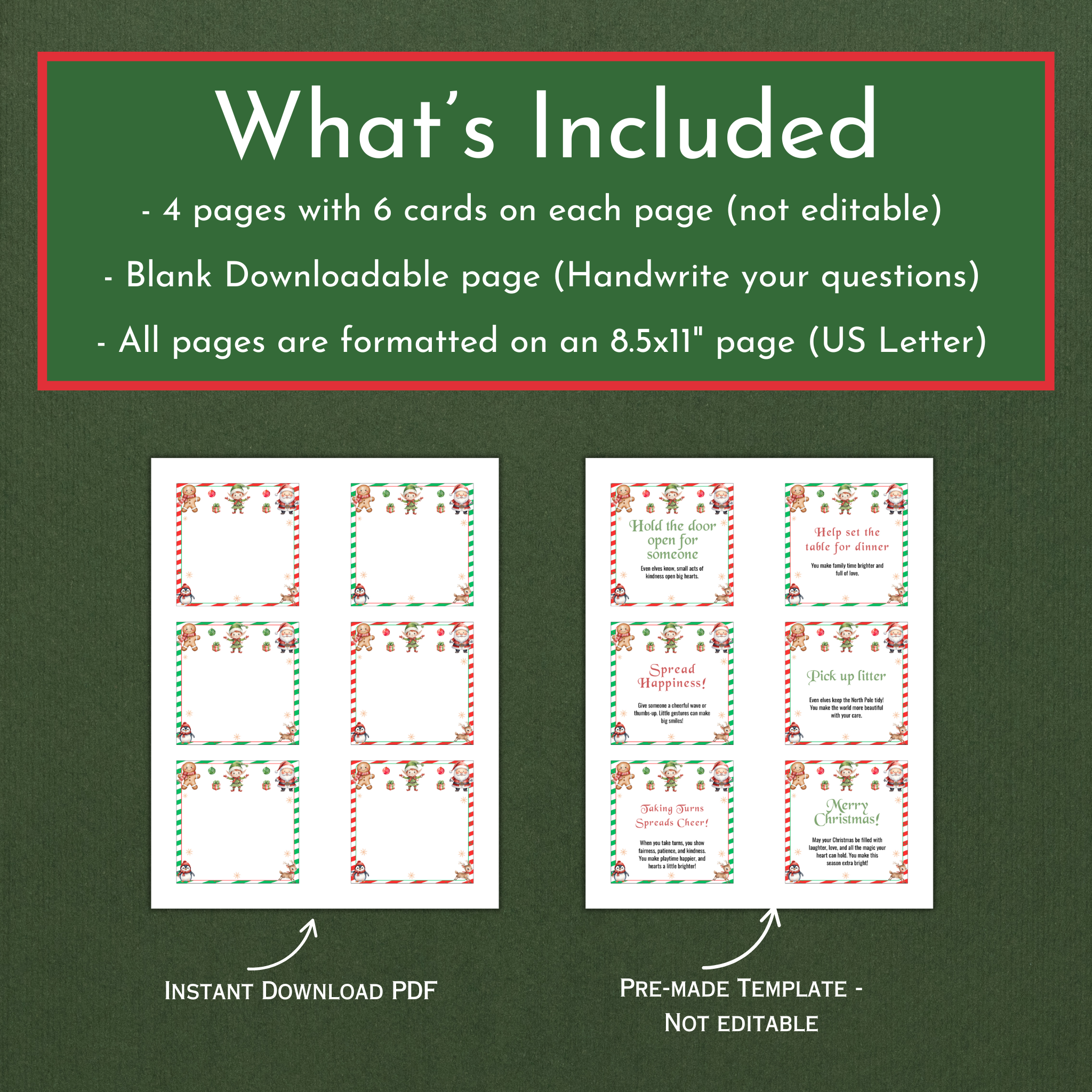 24 Day Elf Kindness Cards