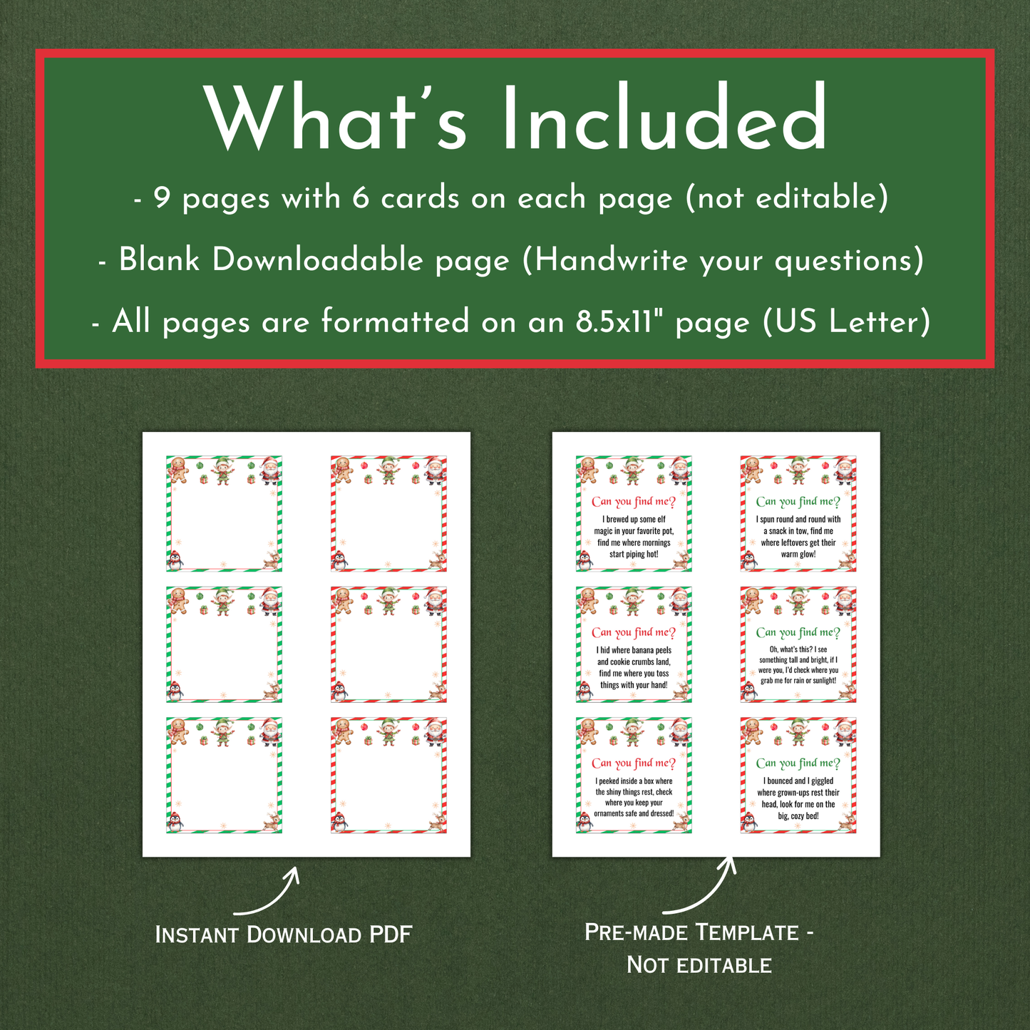 54 Elf Scavenger Hunt Cards