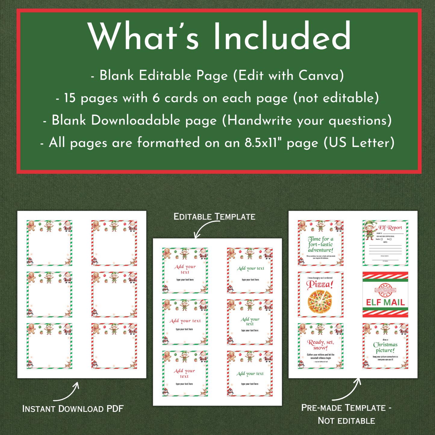 90 Elf Note Cards Printable