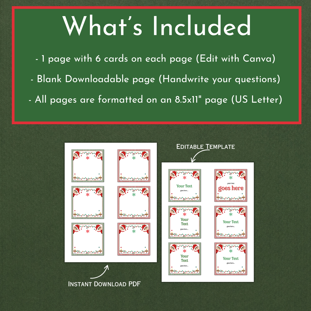 Elf Wrapping Note Editable Elf Note Cards for Elf Activities, Games, Riddles and more ...