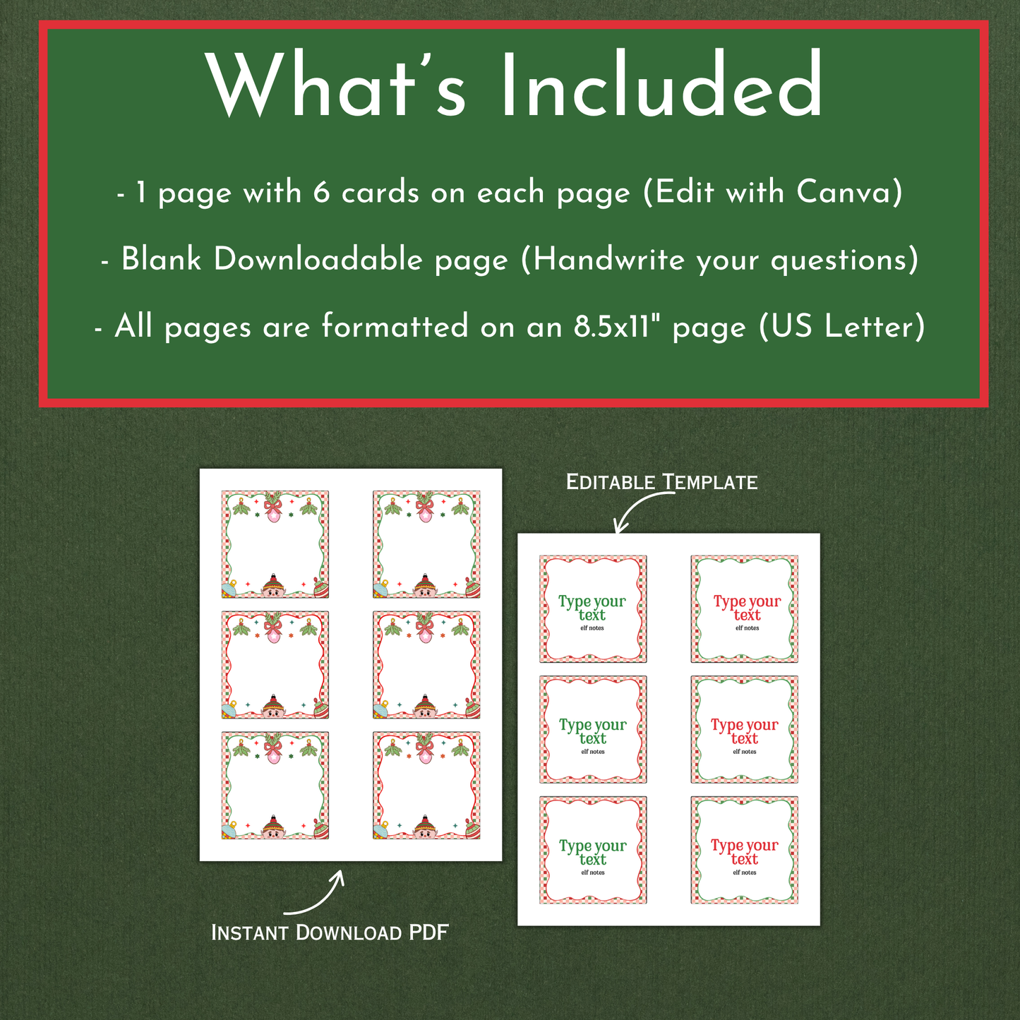Editable Elf Note Cards