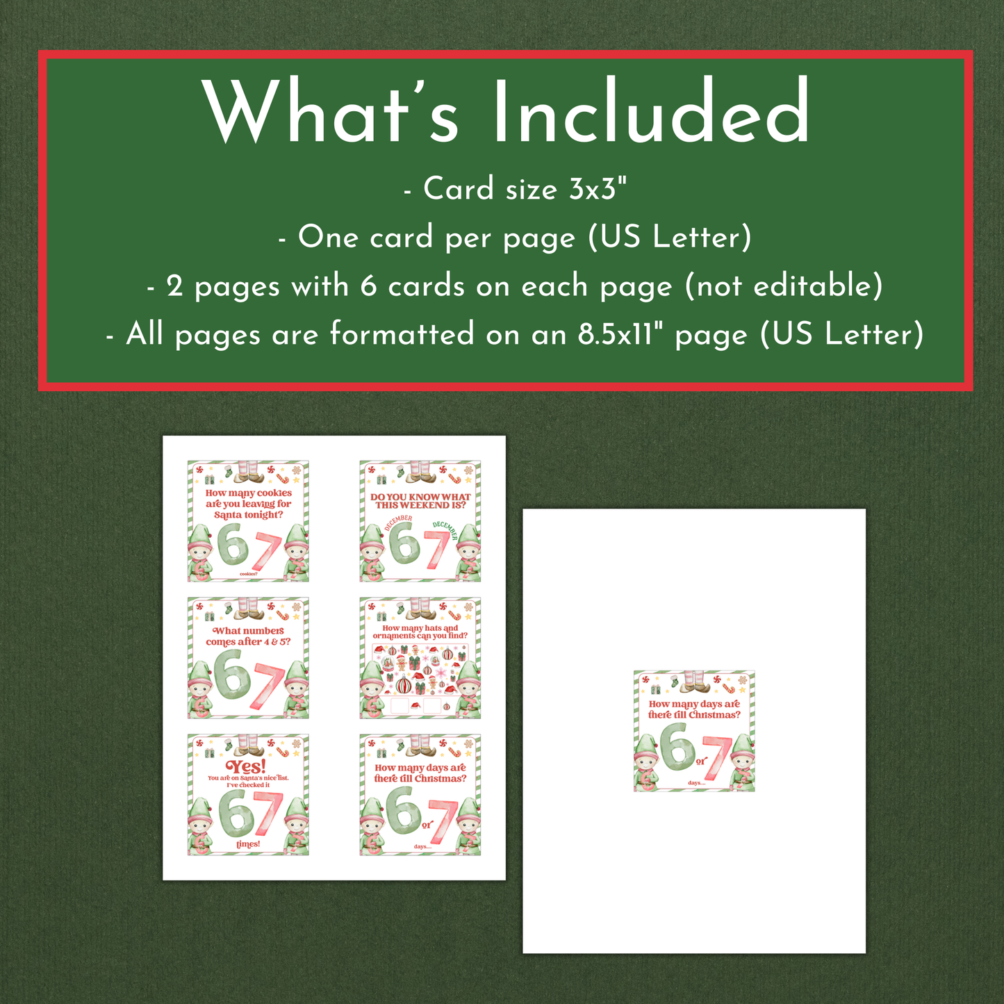 6 7 Themed Elf Note Cards