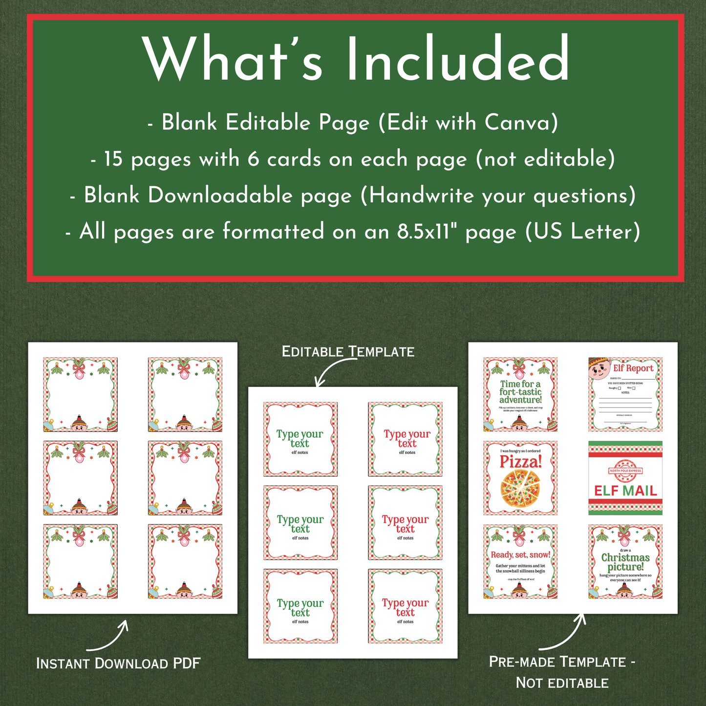 90 Elf Note Cards | Printable
