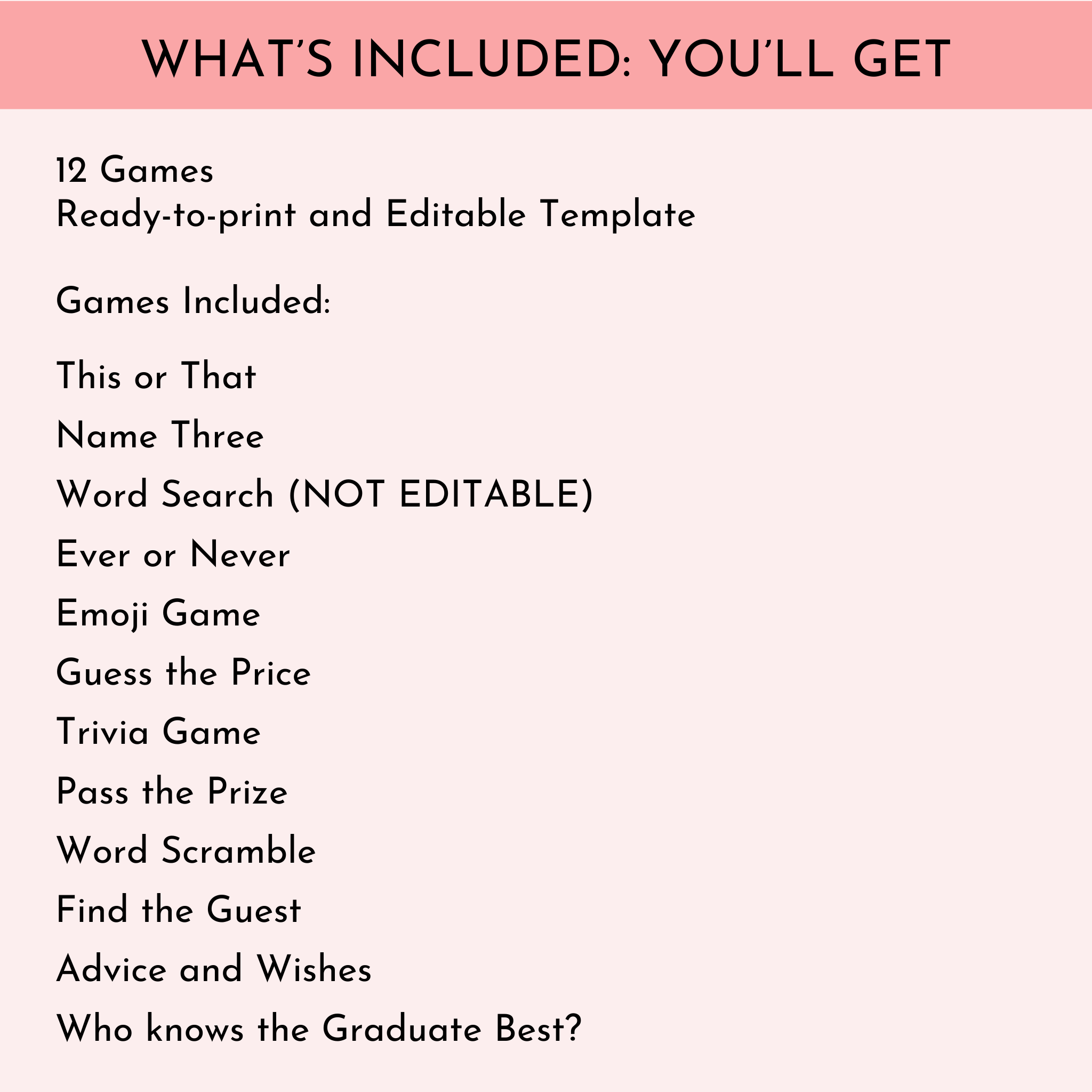 Graduation Game Bundle | Editable