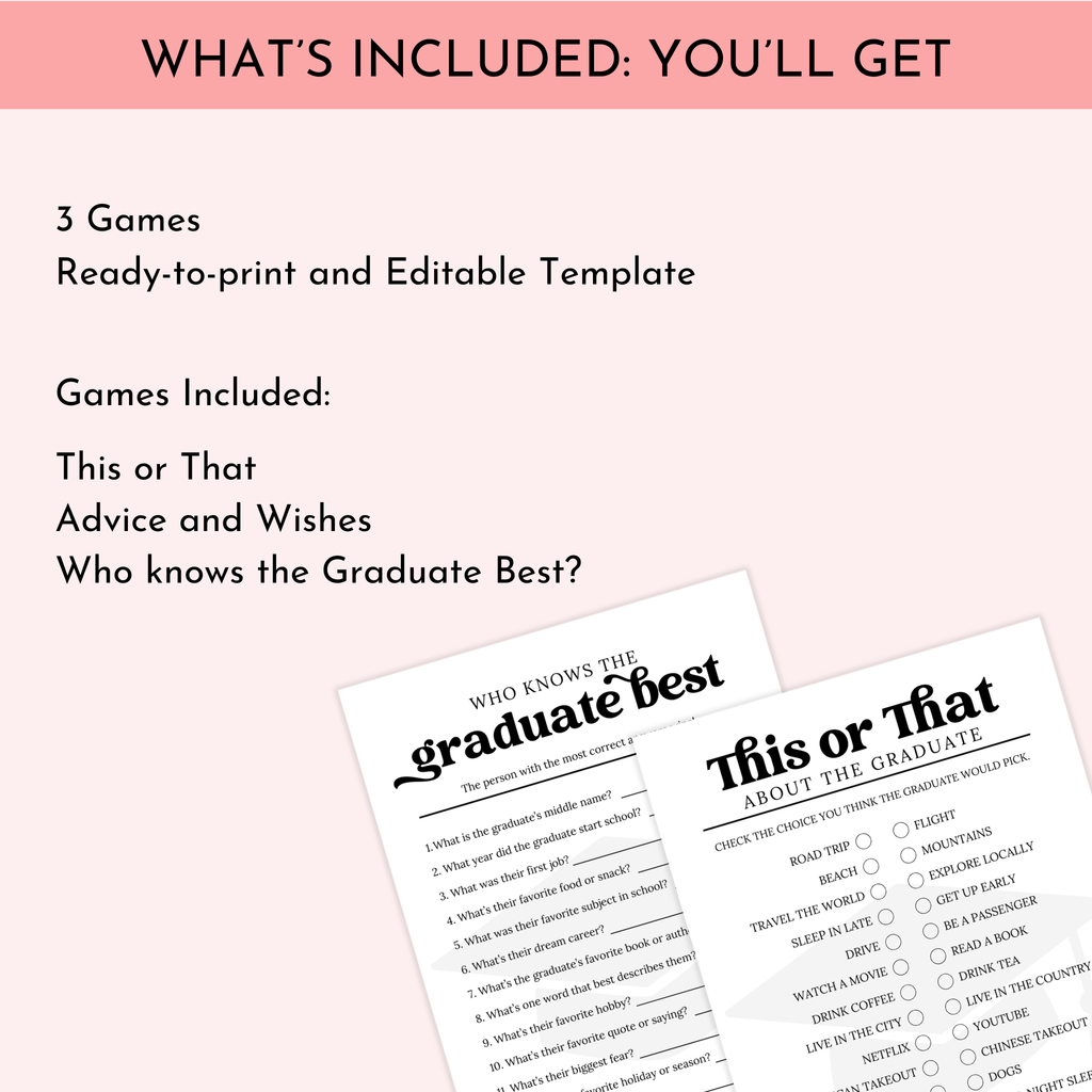 3 Graduation Game Bundle | Editable
